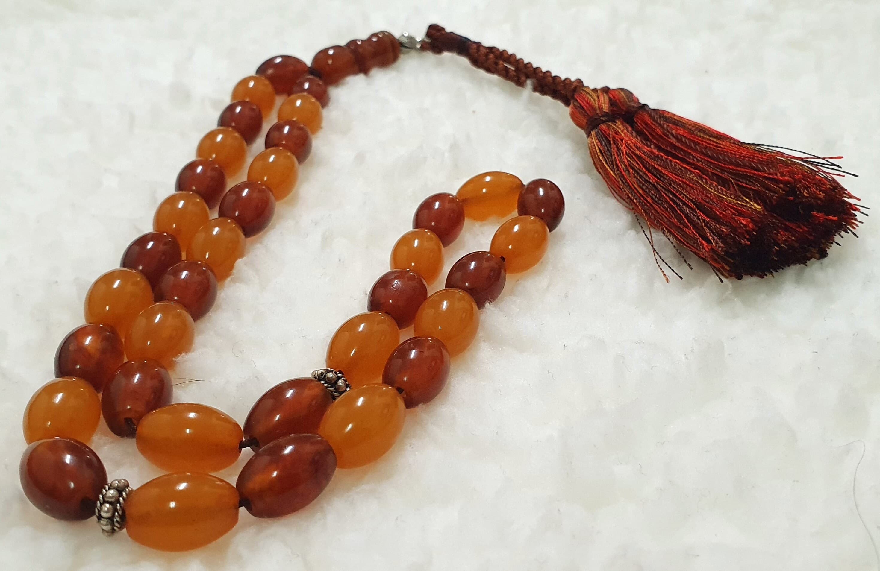 Old Baltic Amber Waxy &Dark Honey Islamic Prayer Rosary Tasbih Misbaha 14mm 30gr Tasbeeh Tesbih Tesbeeh - image 3