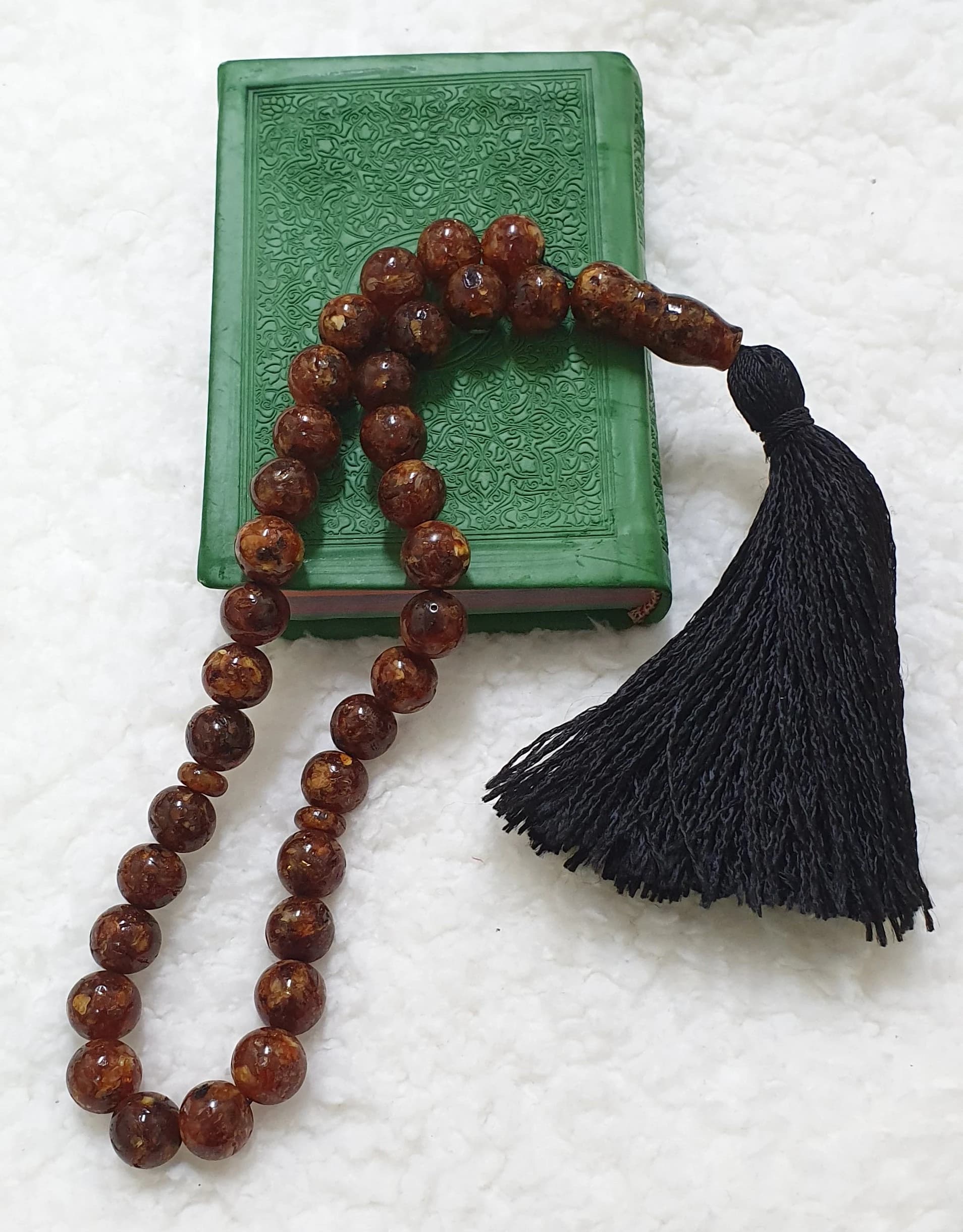 78 GR Rare Old Pressed German Baltic Amber Brown Marmor Islamic Prayer Rosary Misbaha Tasbeeh Tasbih Tesbeeh Tesbih - image 3