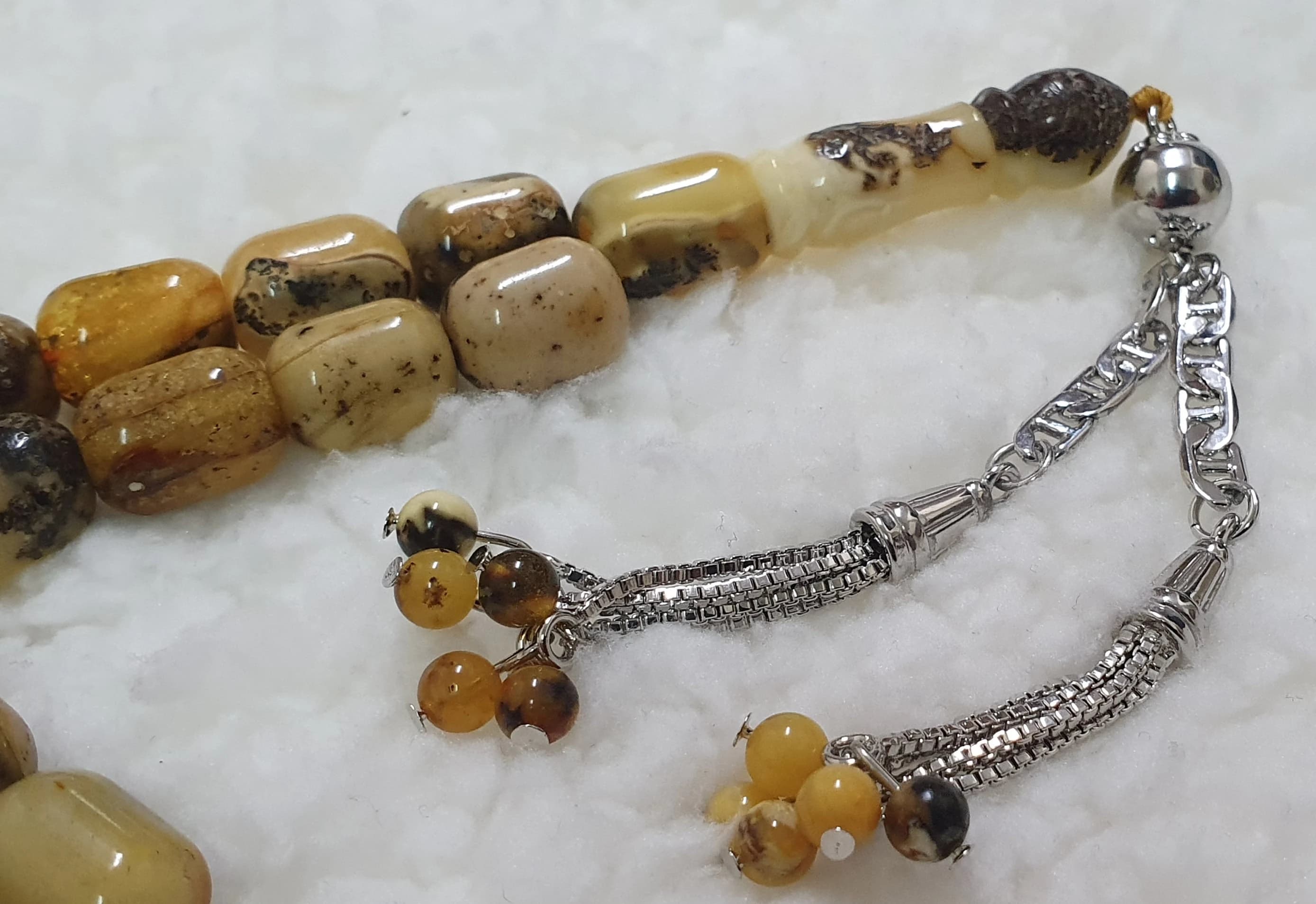 31 Grams One Stone Mosses Baltic Amber Rosary Tasbih 33 Beads with Silver Tassel Tasbeeh Tesbih Tesbeeh - image 4