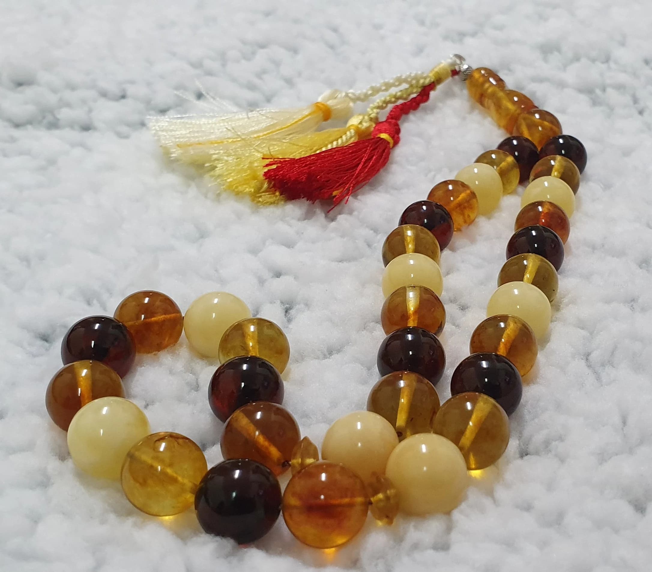 12mm Multicolor Formed Baltic Poland Amber Islamic Prayer Rosary Tasbih Misbaha 37 gr Tasbeeh Tesbeeh Tesbih - image 3