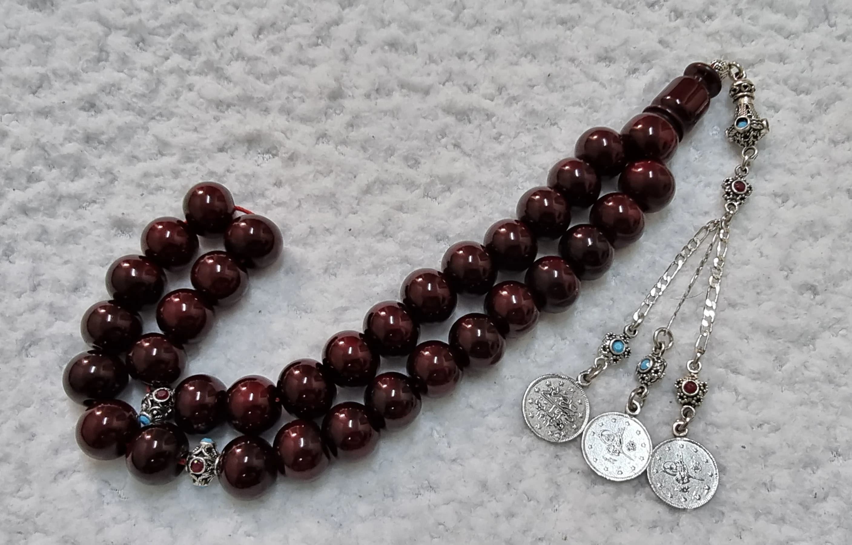 HQ Handmade Antique-Style Sandalous Bakelite Islamic Prayer Rosary Misbaha Tasbih 33 beads Tasbeeh Tesbih Tesbeeh G4-008 - image 3