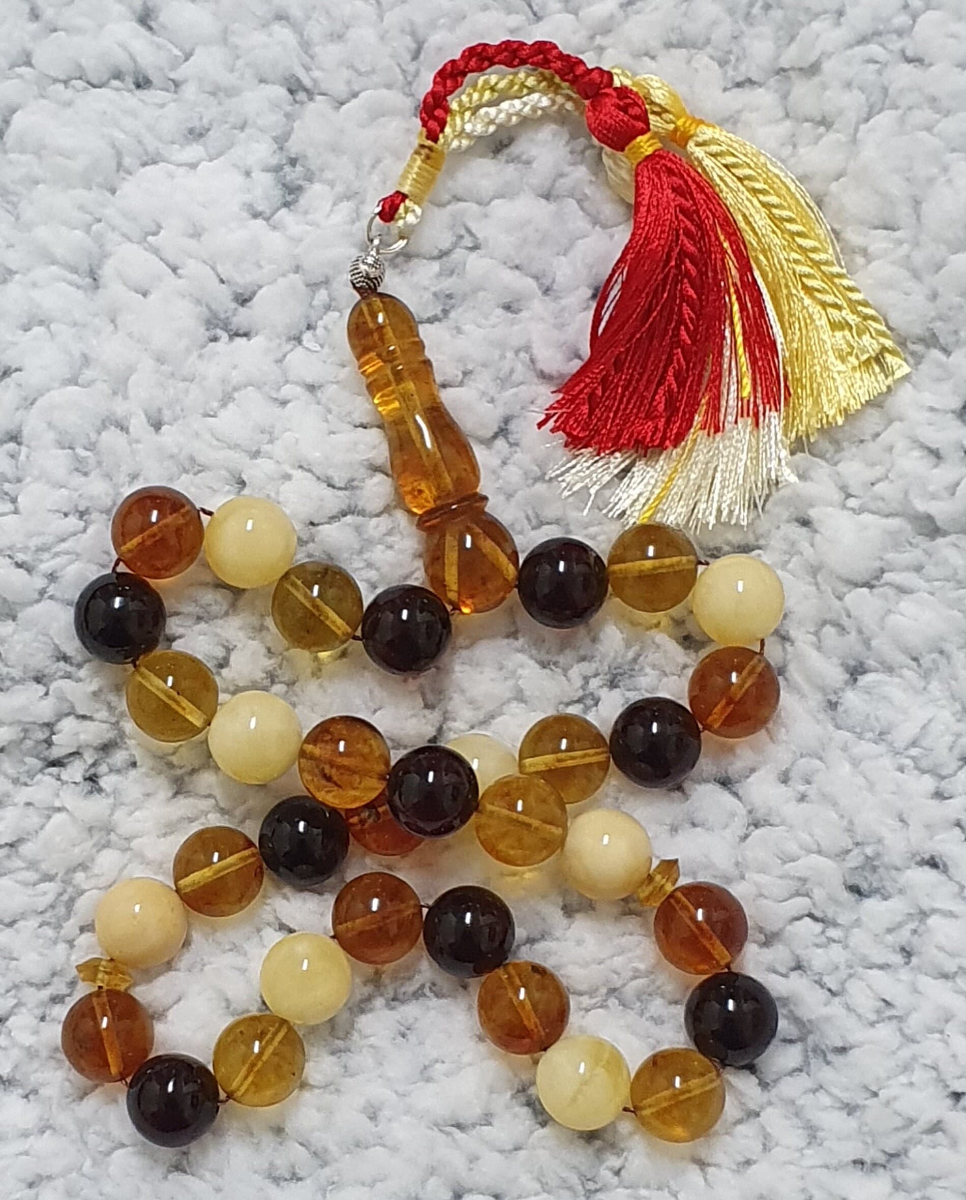 12mm Multicolor Formed Baltic Poland Amber Islamic Prayer Rosary Tasbih Misbaha 37 gr Tasbeeh Tesbeeh Tesbih