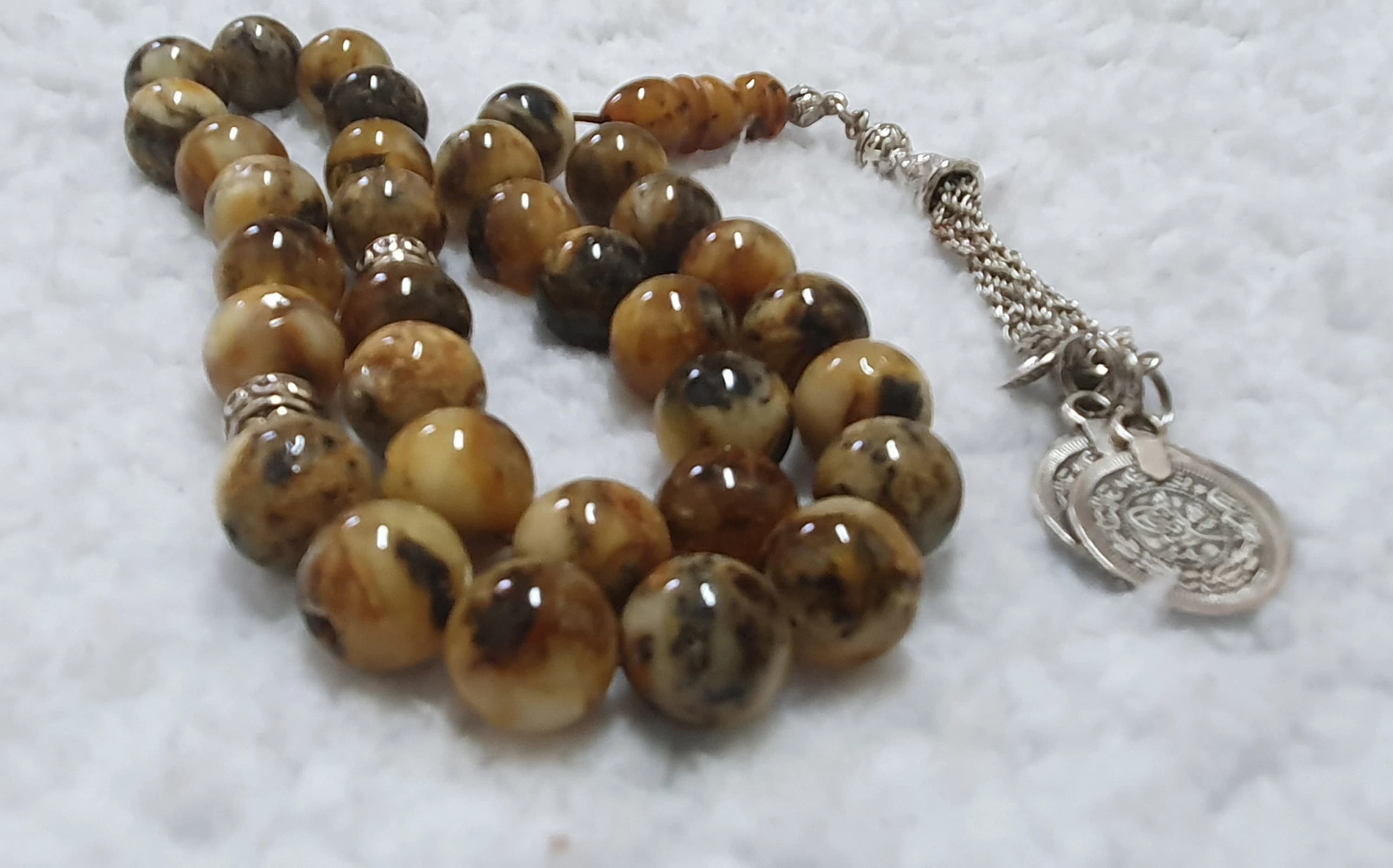 Vintage One Stone Muddy Baltic Amber Rosary Misbaha Tasbih 33 Beads 12mm 35 GR Tasbeeh Tesbih Tesbeeh - image 4