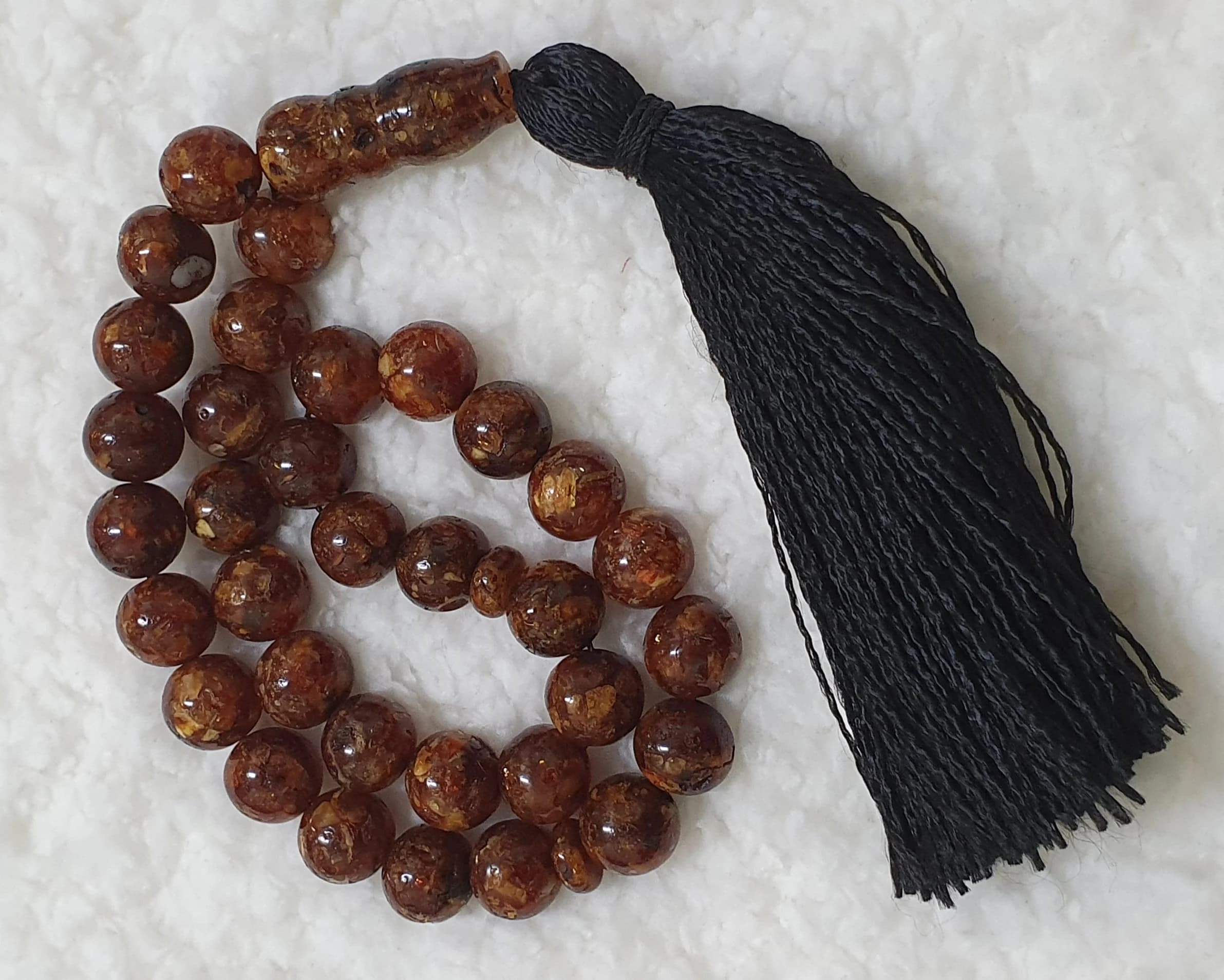 78 GR Rare Old Pressed German Baltic Amber Brown Marmor Islamic Prayer Rosary Misbaha Tasbeeh Tasbih Tesbeeh Tesbih - image 5