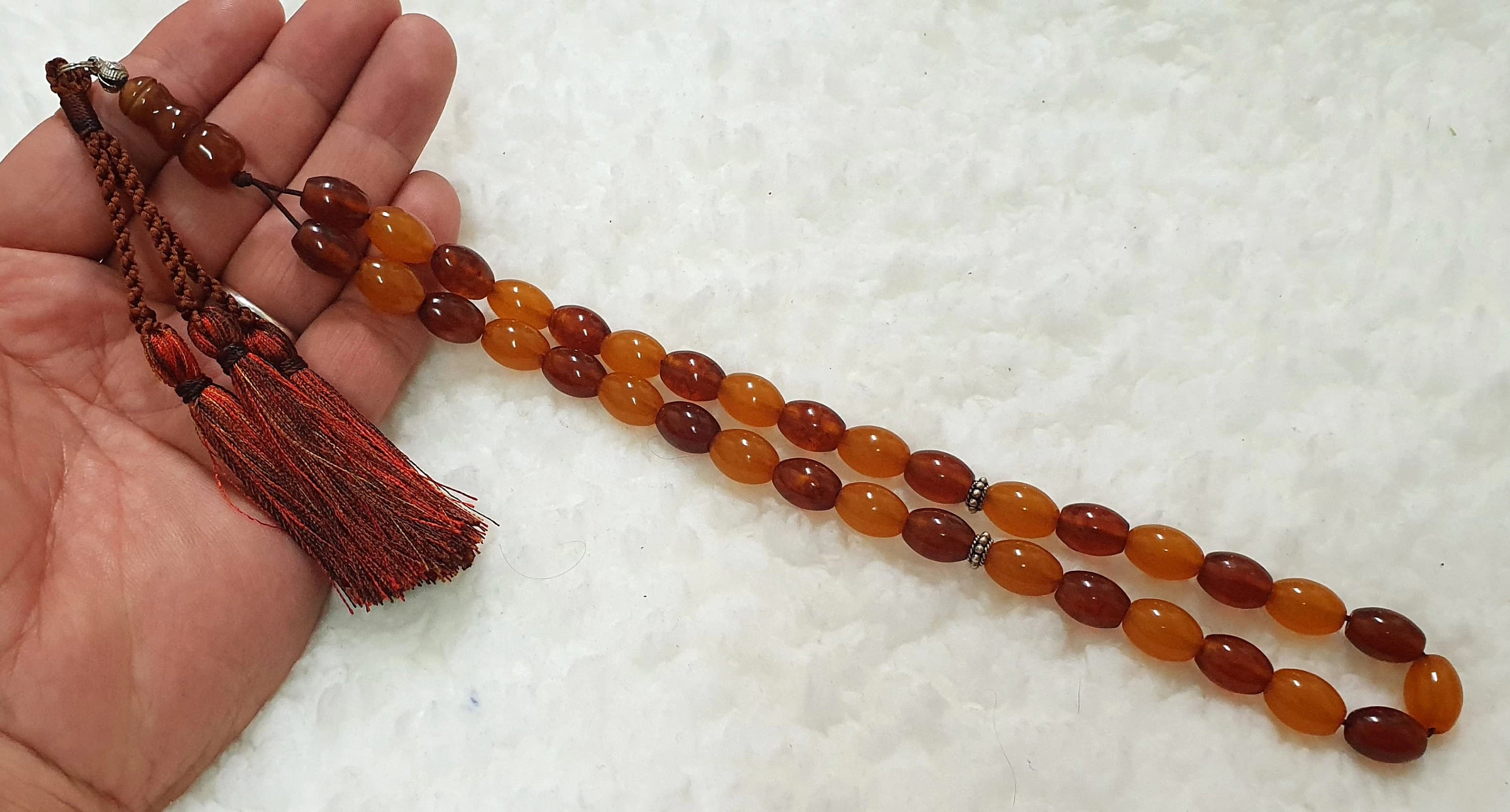 Old Baltic Amber Waxy &Dark Honey Islamic Prayer Rosary Tasbih Misbaha 14mm 30gr Tasbeeh Tesbih Tesbeeh - image 5