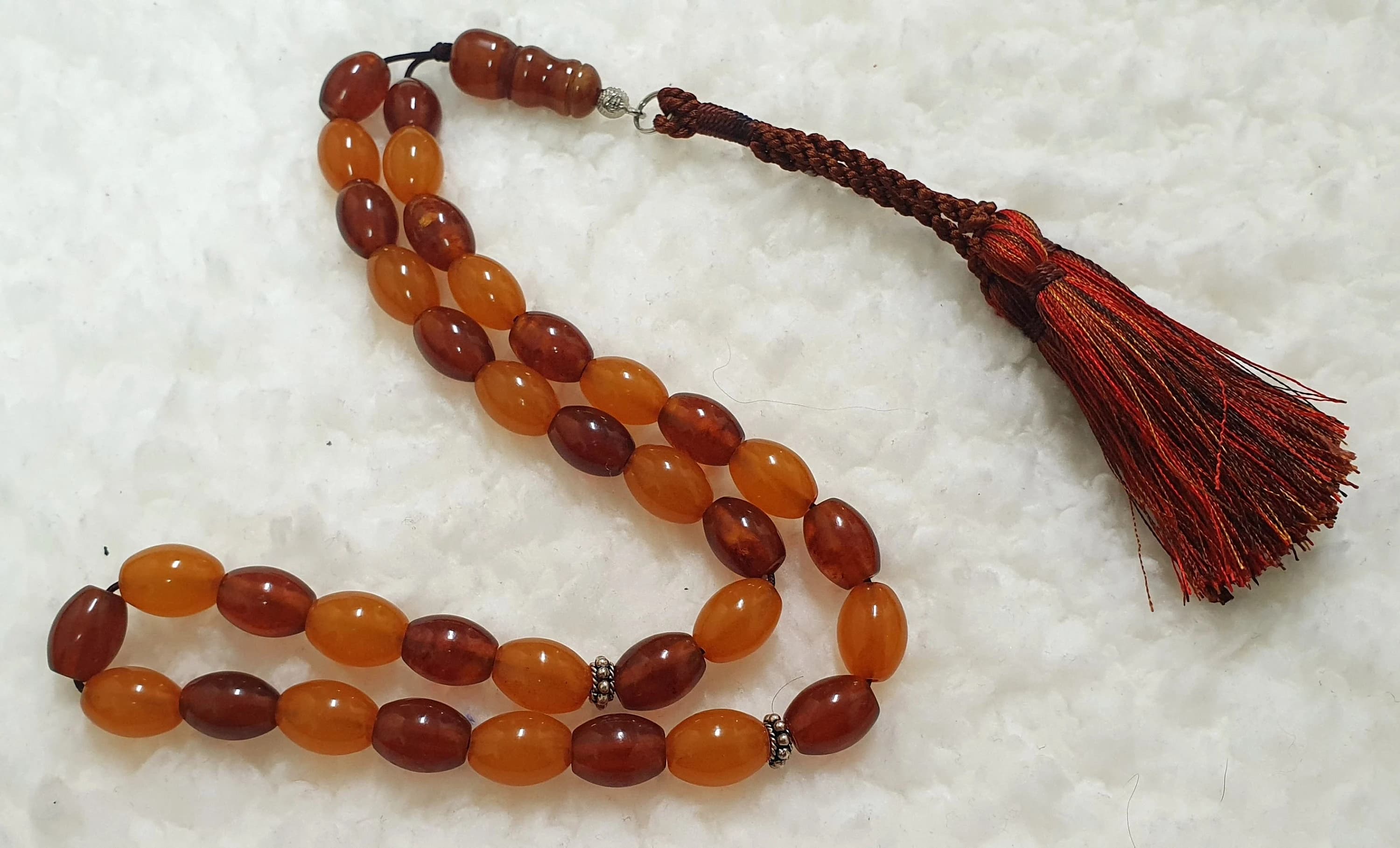 Old Baltic Amber Waxy &Dark Honey Islamic Prayer Rosary Tasbih Misbaha 14mm 30gr Tasbeeh Tesbih Tesbeeh - image 4