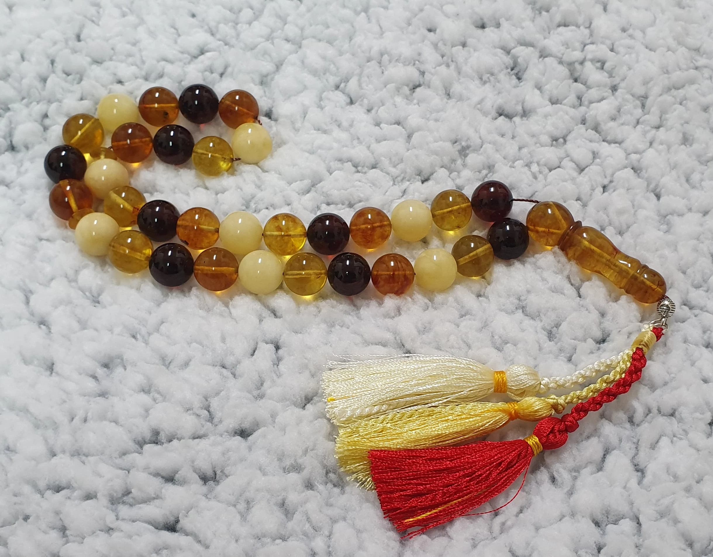 12mm Multicolor Formed Baltic Poland Amber Islamic Prayer Rosary Tasbih Misbaha 37 gr Tasbeeh Tesbeeh Tesbih - image 4