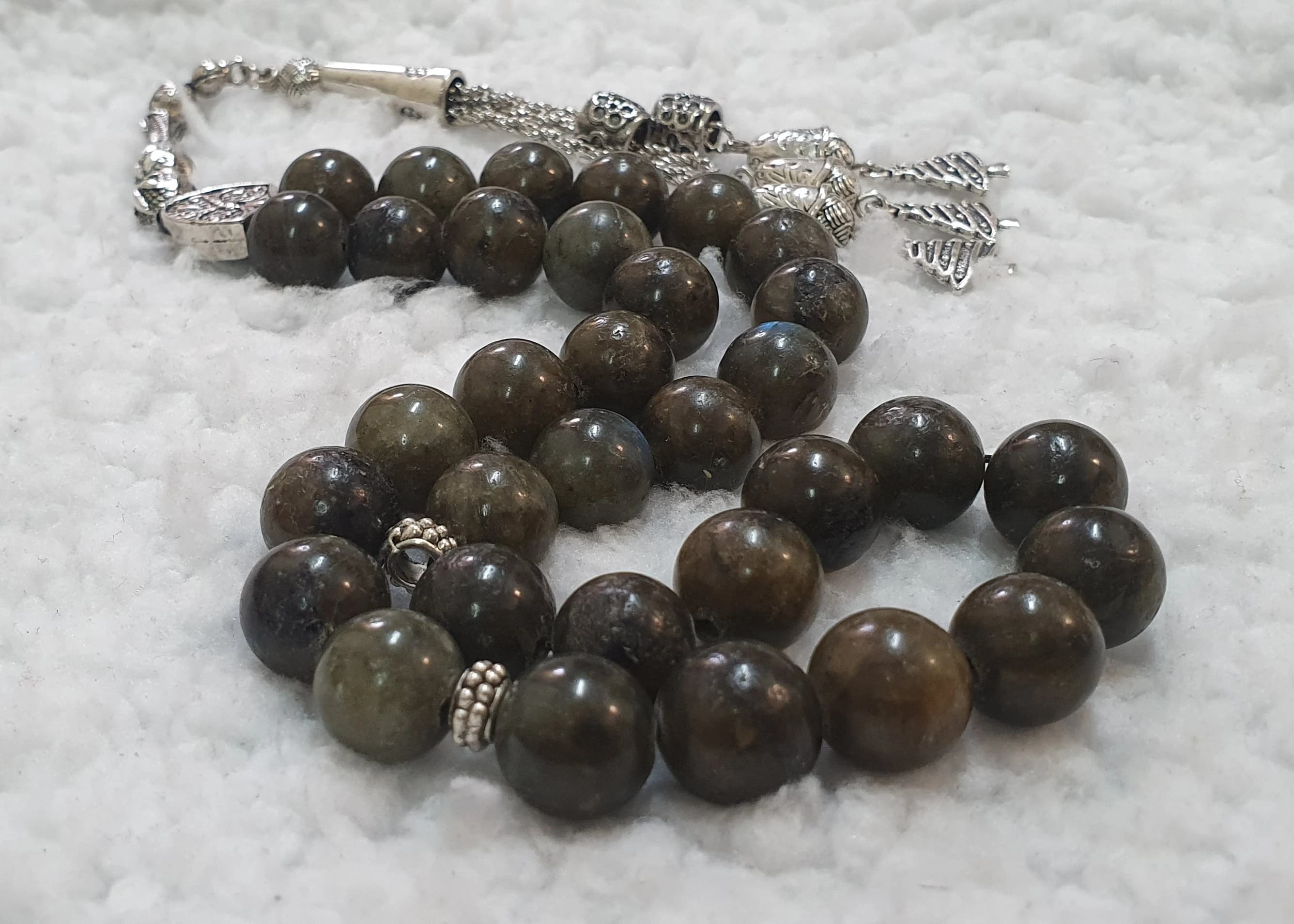 12mm Natural LABRADORITE Stone Islamic Prayer Rosary 33 Beads Tasbih Misbaha Tasbeeh Tesbeeh Tesbih #2