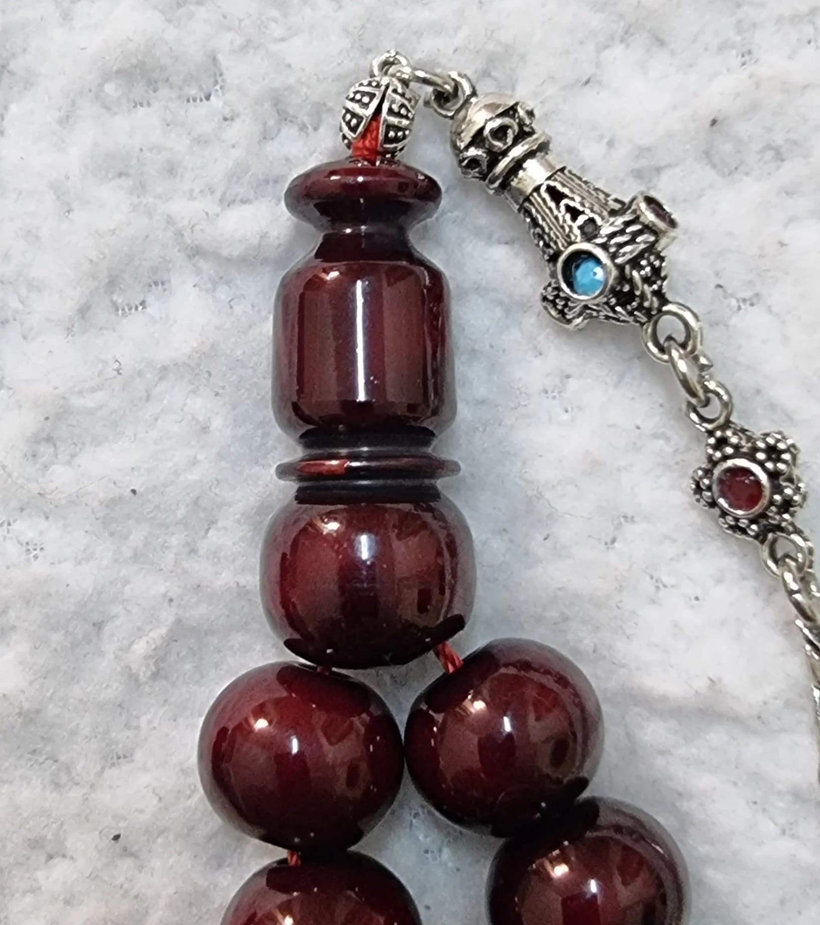 HQ Handmade Antique-Style Sandalous Bakelite Islamic Prayer Rosary Misbaha Tasbih 33 beads Tasbeeh Tesbih Tesbeeh G4-008 - image 5
