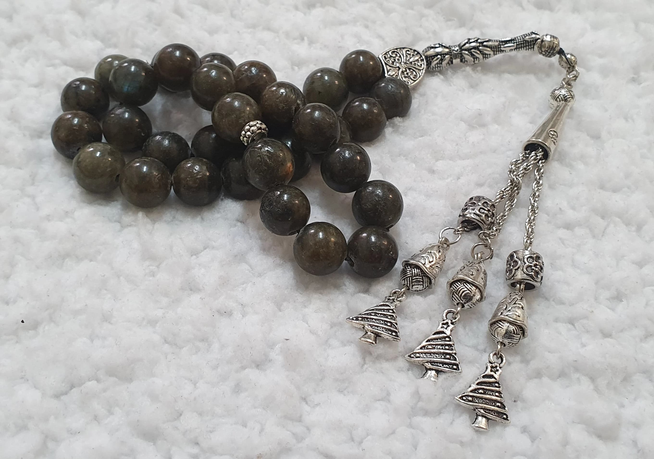 12mm Natural LABRADORITE Stone Islamic Prayer Rosary 33 Beads Tasbih Misbaha Tasbeeh Tesbeeh Tesbih #2 - image 5