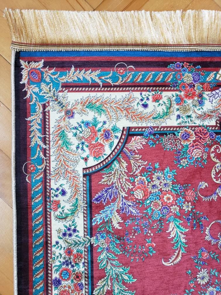 Prayer Mat, Islamic Gift, Luxury Prayer Rug, Janamaz, Muslim Wedding Gift, Floral Prayer Rug, Meditation Rug, Sejadah, Gift for Muslim - image 4