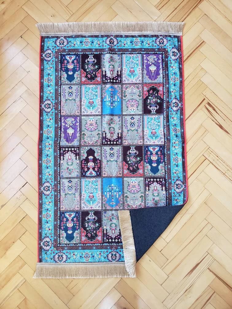 silk prayer rug, luxury prayer mat, silk design meditation rug, christian gifts for women, meditation mat, christian beads, gift for her - image 3