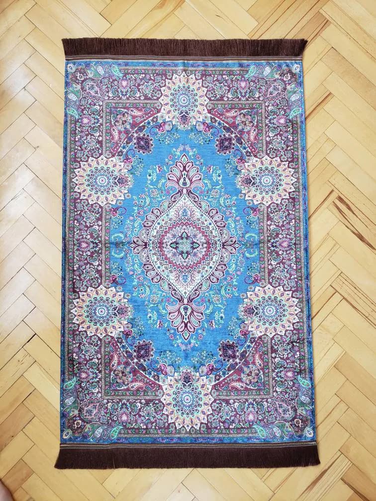 Father's Day Islamic Gift, Prayer Rug,Janamaz, High Quality, Unique Islamic Gift,Lux Chenille Sejadah Floral Pray Rug,Meditation Rug For Men