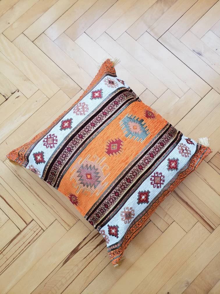 Boho Aztec Pillow, Tribal Pillow, Couch Throw Pillow, Southwestern Decor, Cushion Cover, Southwestern Style, Orange Accent Pillow, Gift For - image 4