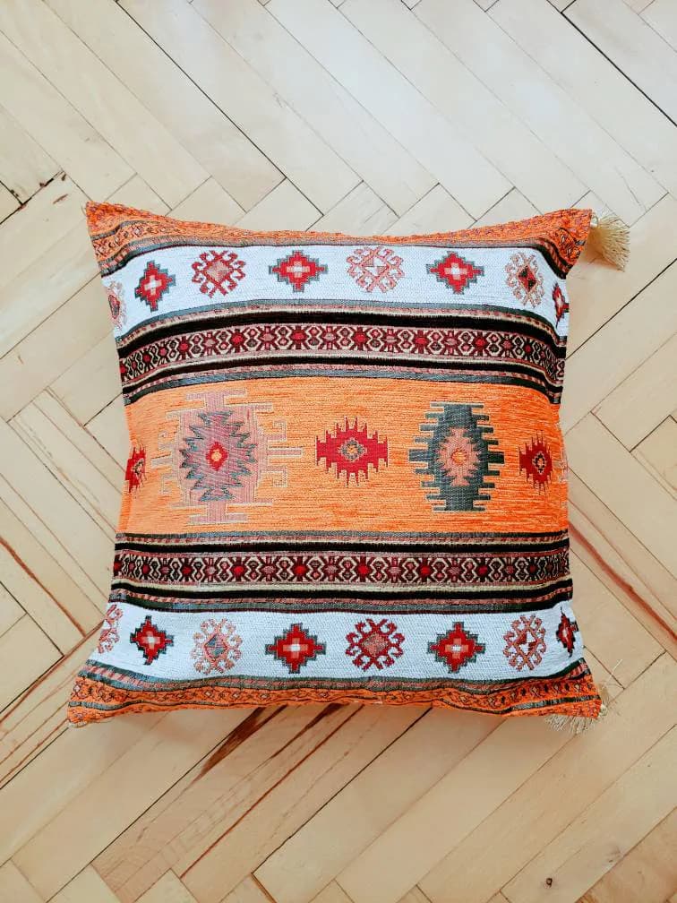 Boho Aztec Pillow, Tribal Pillow, Couch Throw Pillow, Southwestern Decor, Cushion Cover, Southwestern Style, Orange Accent Pillow, Gift For - image 3