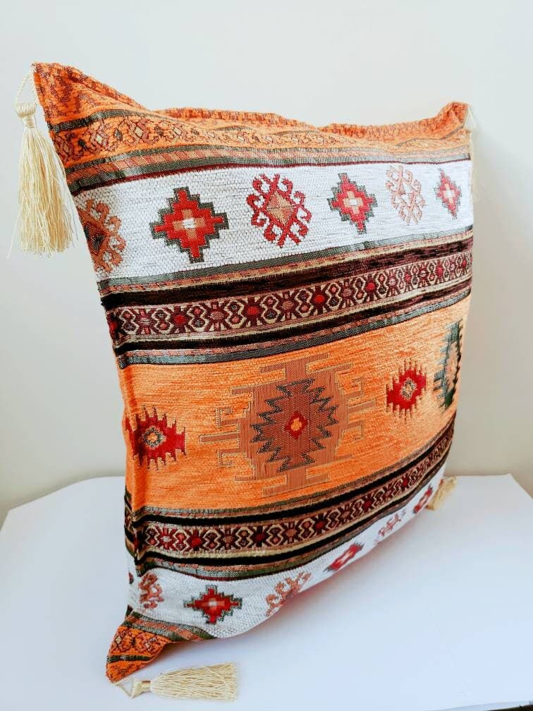 Boho Aztec Pillow, Tribal Pillow, Couch Throw Pillow, Southwestern Decor, Cushion Cover, Southwestern Style, Orange Accent Pillow, Gift For - image 2