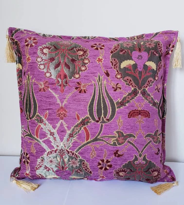 purple cushion cover, boho purple cushion, tulip design pillow, southwestern throw pillow covers, purple kilim pillow, kelim kissen pillow