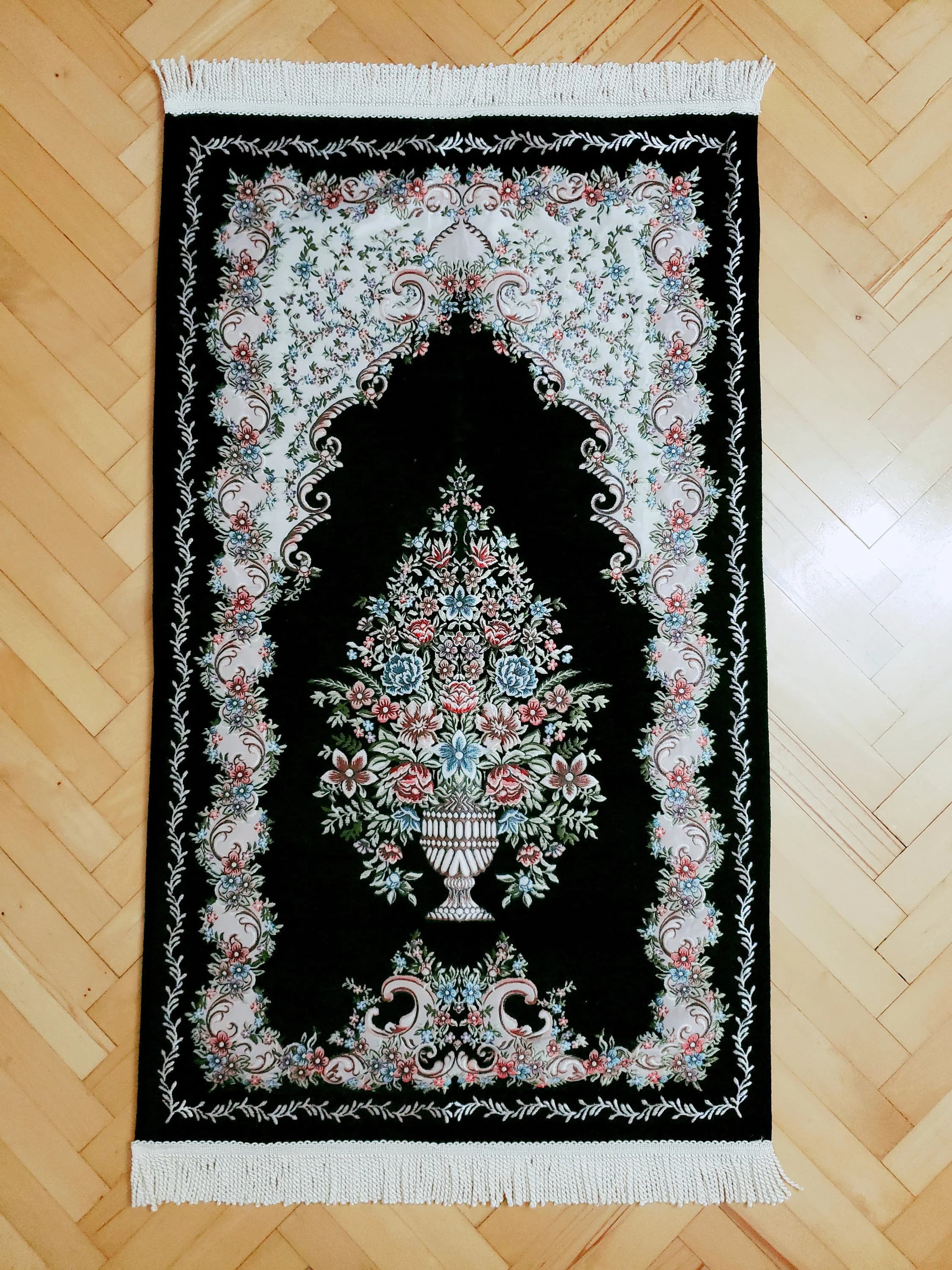 Black Woven Prayer Rug, Eid Gifts, Luxury Prayer Mat, Muslim Wedding Gift, Islamic Gift, Janamaz, High Quality, Unique Islamic Gift for Men