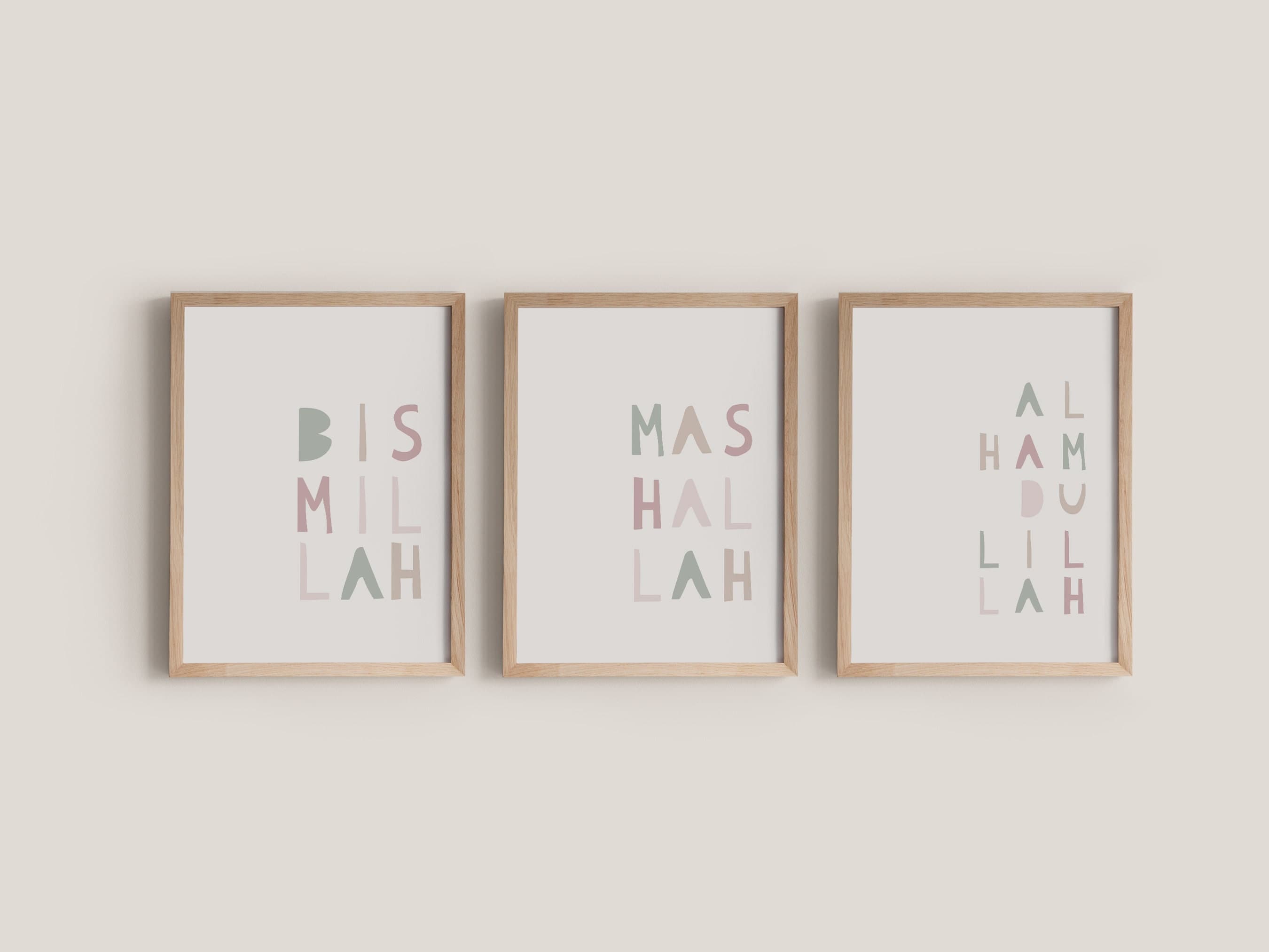 Bismillah, Alhamdulliah & MashAllah Nursery Print Set of 3 - Islamic Nursery Wall Art for Muslim Baby Room, Gender Neutral Muslim Decor - image 5
