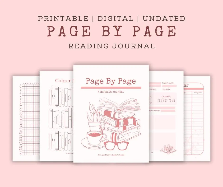 Page by Page Reading Journal - Planner - Digital Download -