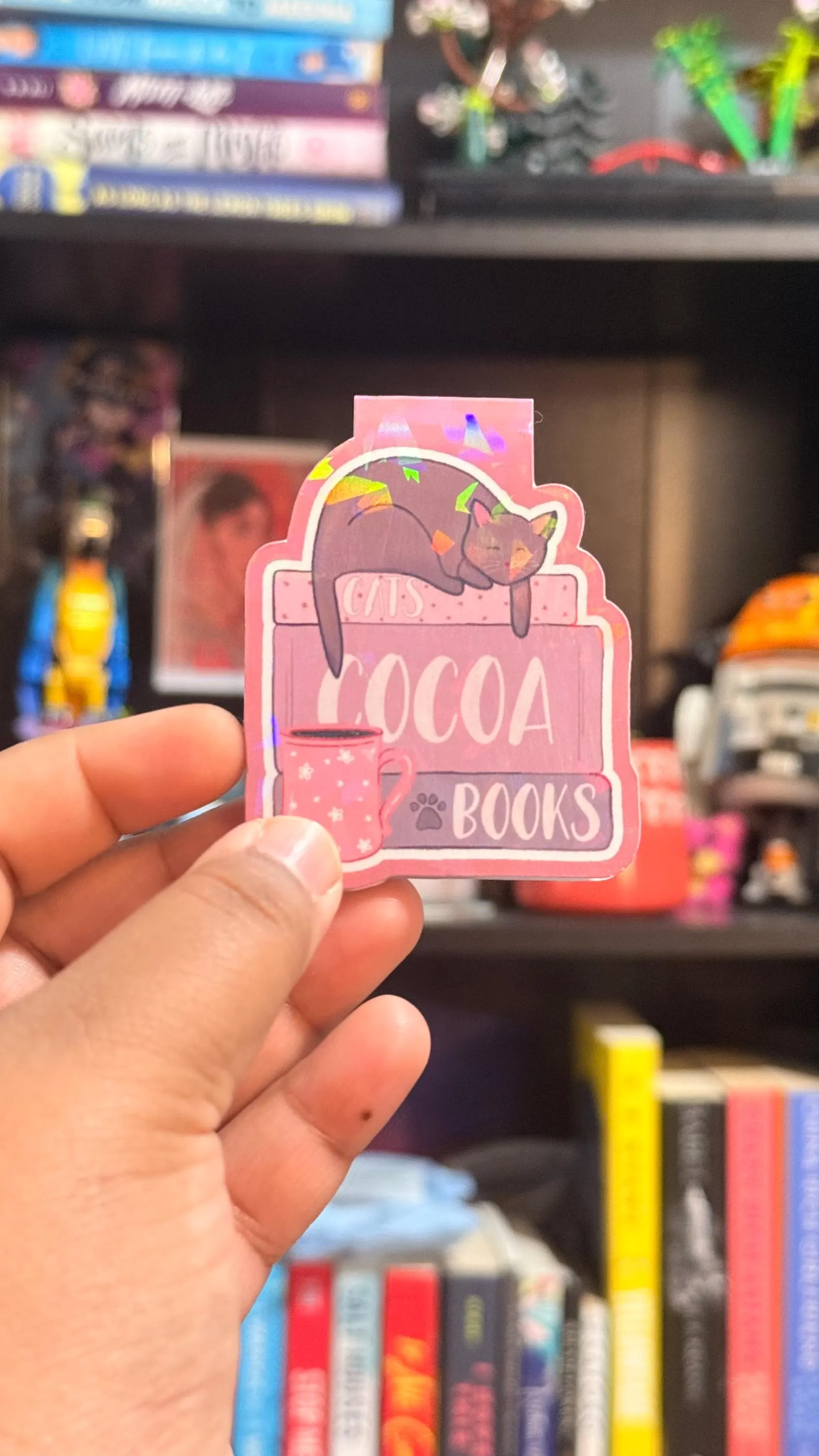 Cats Books Cocoa Bookmark - Magnetic Bookmark - School - Office - Shopping - Library - Reading - Hot Chocolate