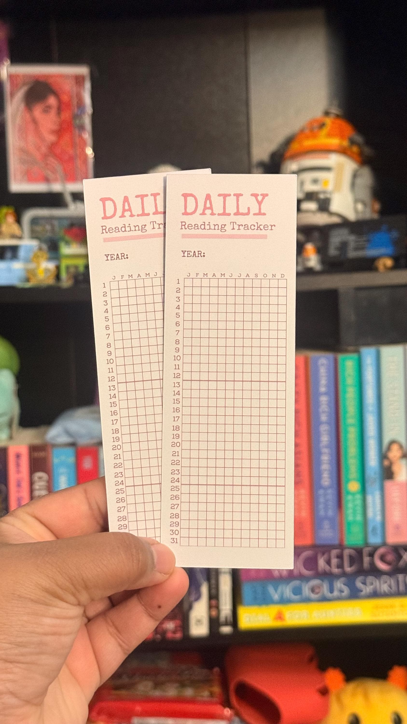 Daily Reading Tracker – Year-Long Reading Log | 2x6 Traditional Bookmark | Book Lover Gift
