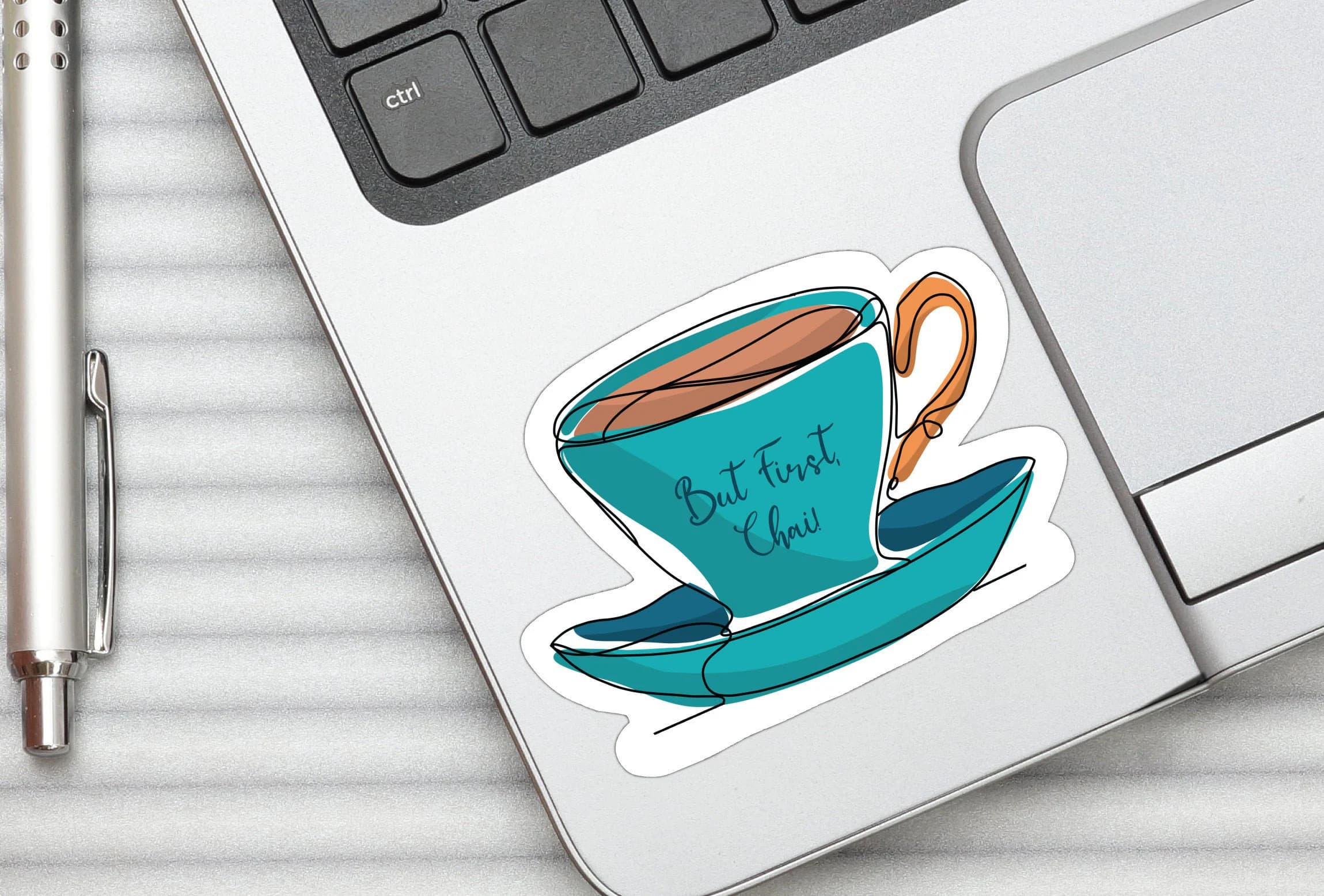 But First, Chai Sticker: Blue Tea Cup Decal - image 2
