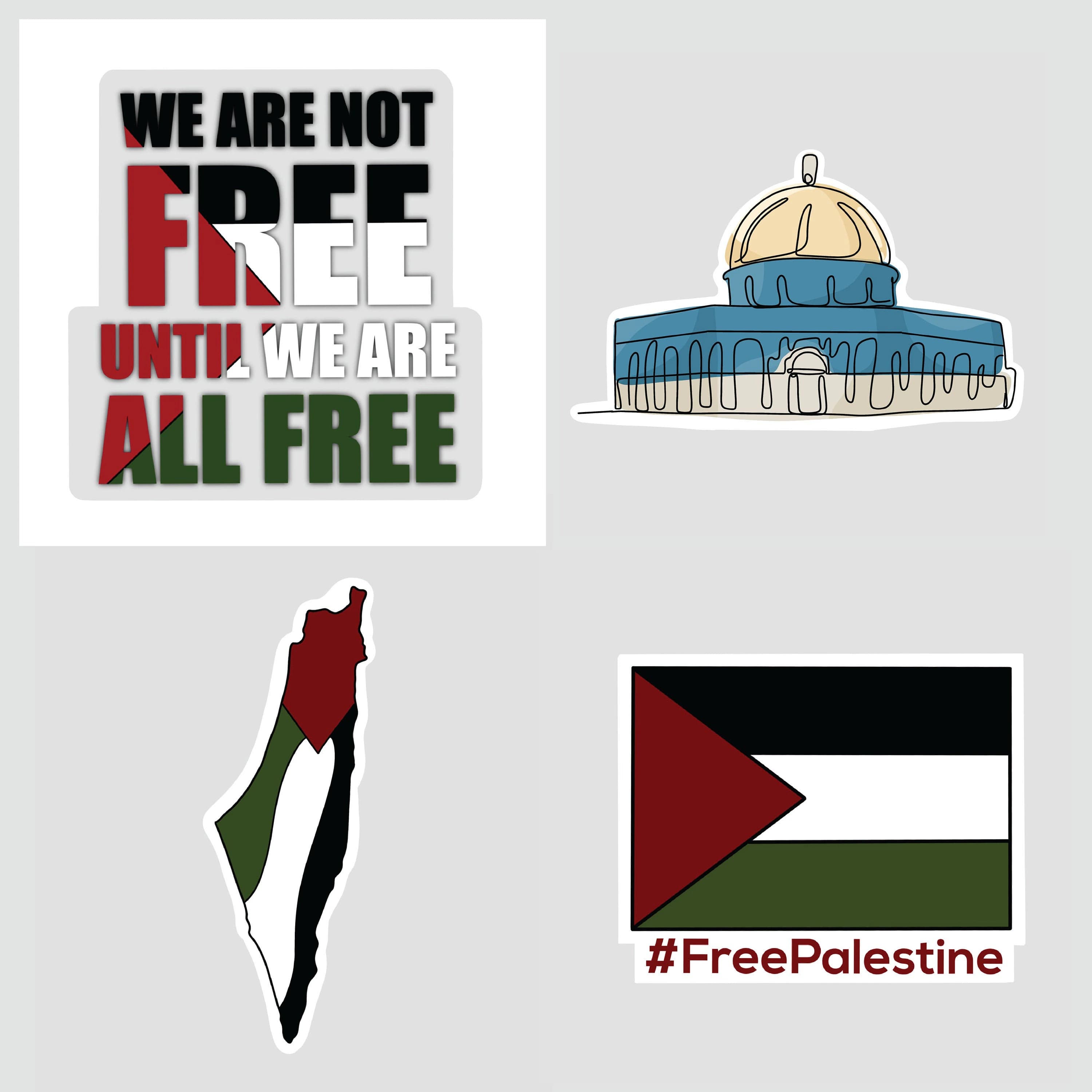 Free Palestine Stickers: Charity Decals for Laptop, Water Bottle