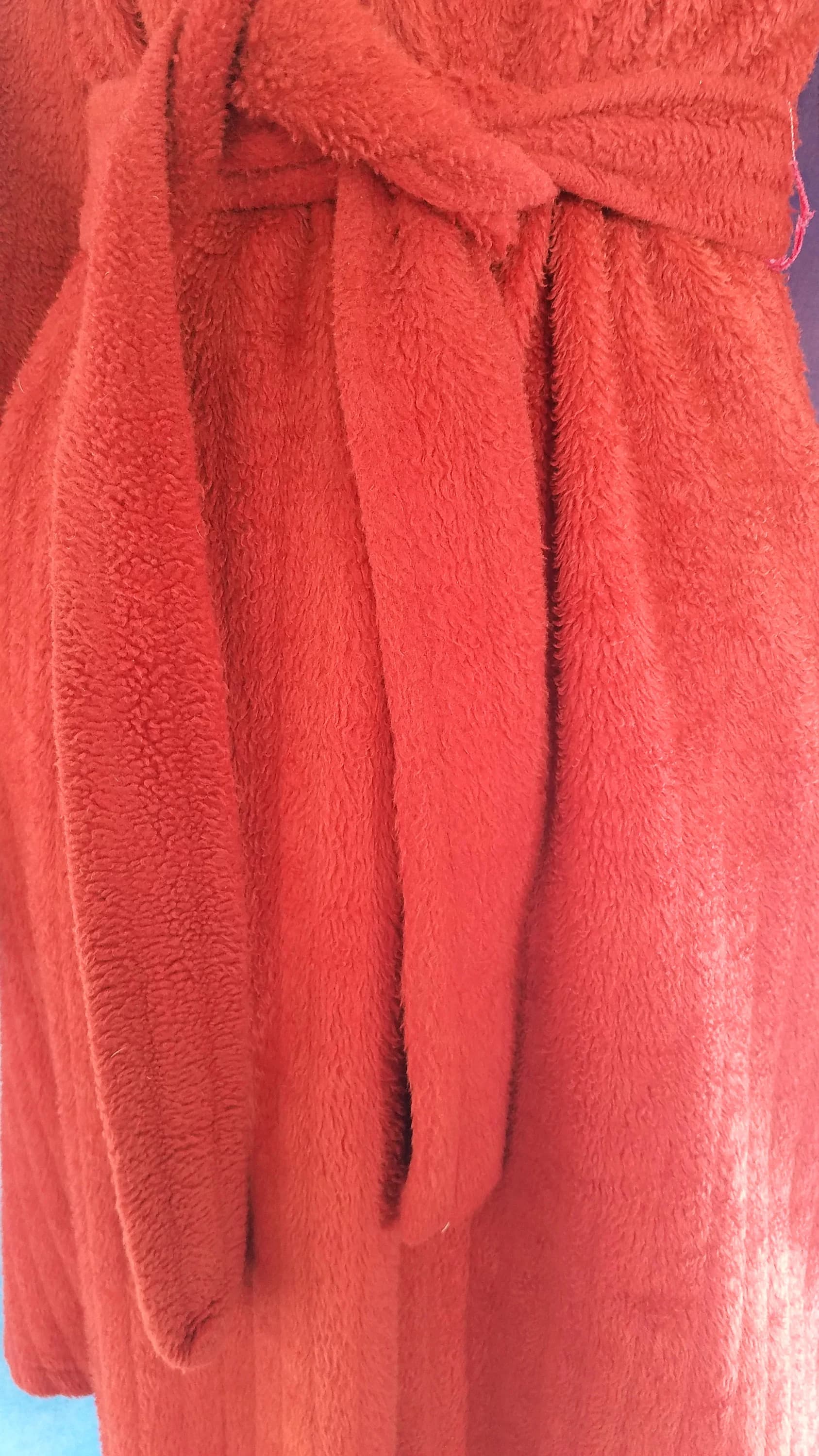 Vintage 70s Rust Furry Ribbed Velour Robe/ Size M - image 4