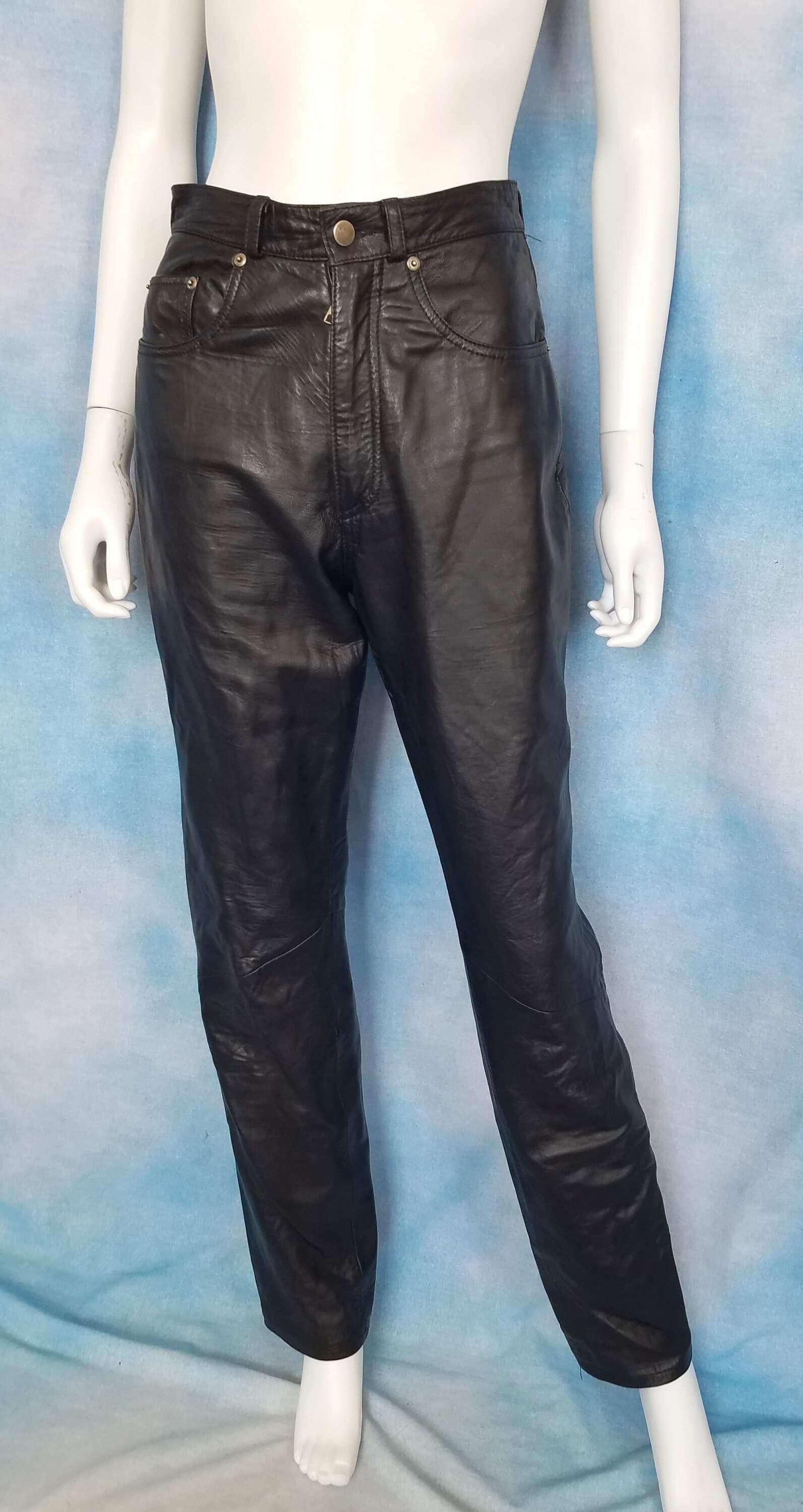 Vintage 1980s ULTRA RARE Designer Womens High Waisted Black Supple Soft Leather Motorcycle Pants/ Charivari New York/ Size 8 27”w 32.5” ins - image 3