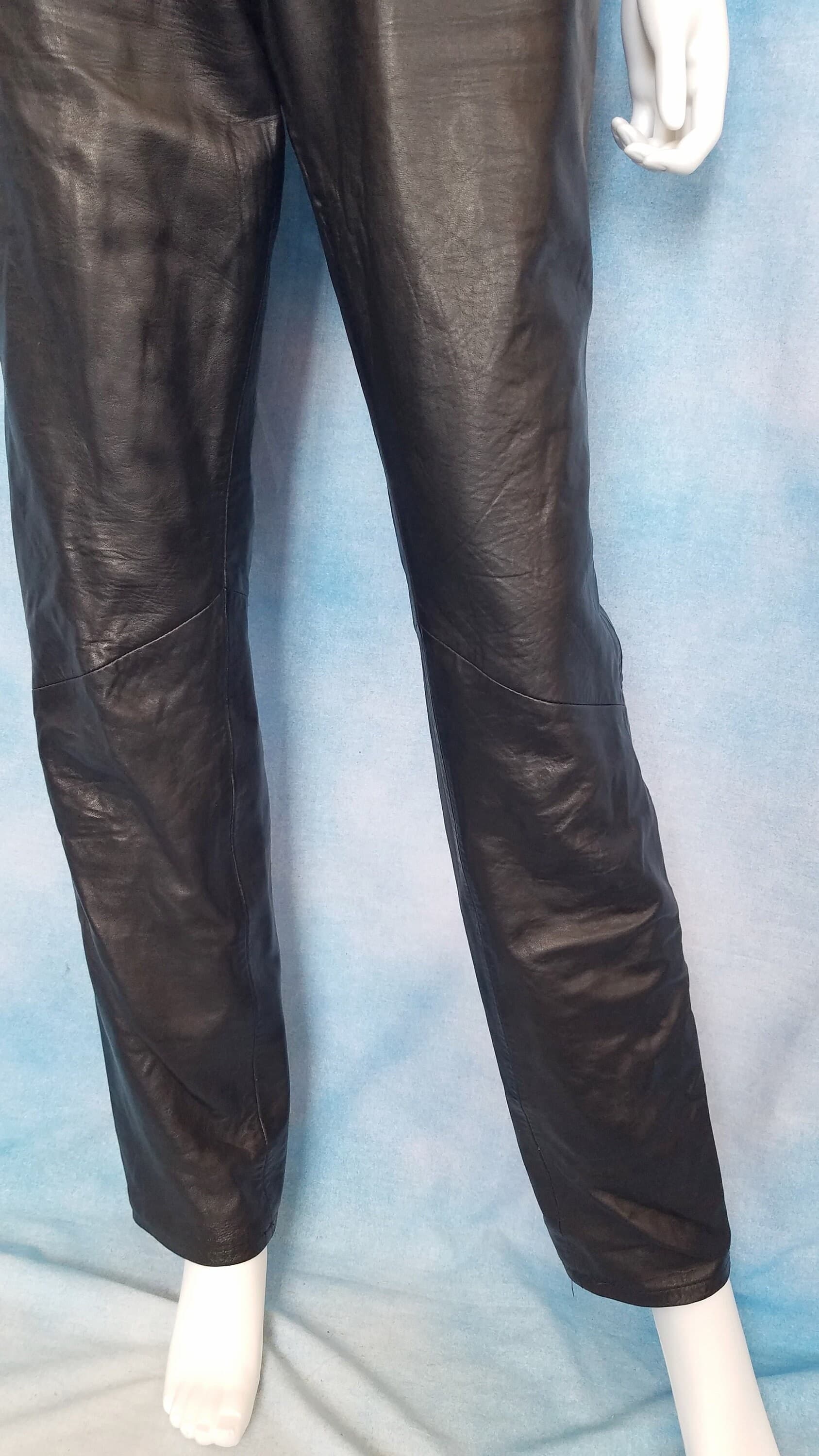 Vintage 1980s ULTRA RARE Designer Womens High Waisted Black Supple Soft Leather Motorcycle Pants/ Charivari New York/ Size 8 27”w 32.5” ins - image 4