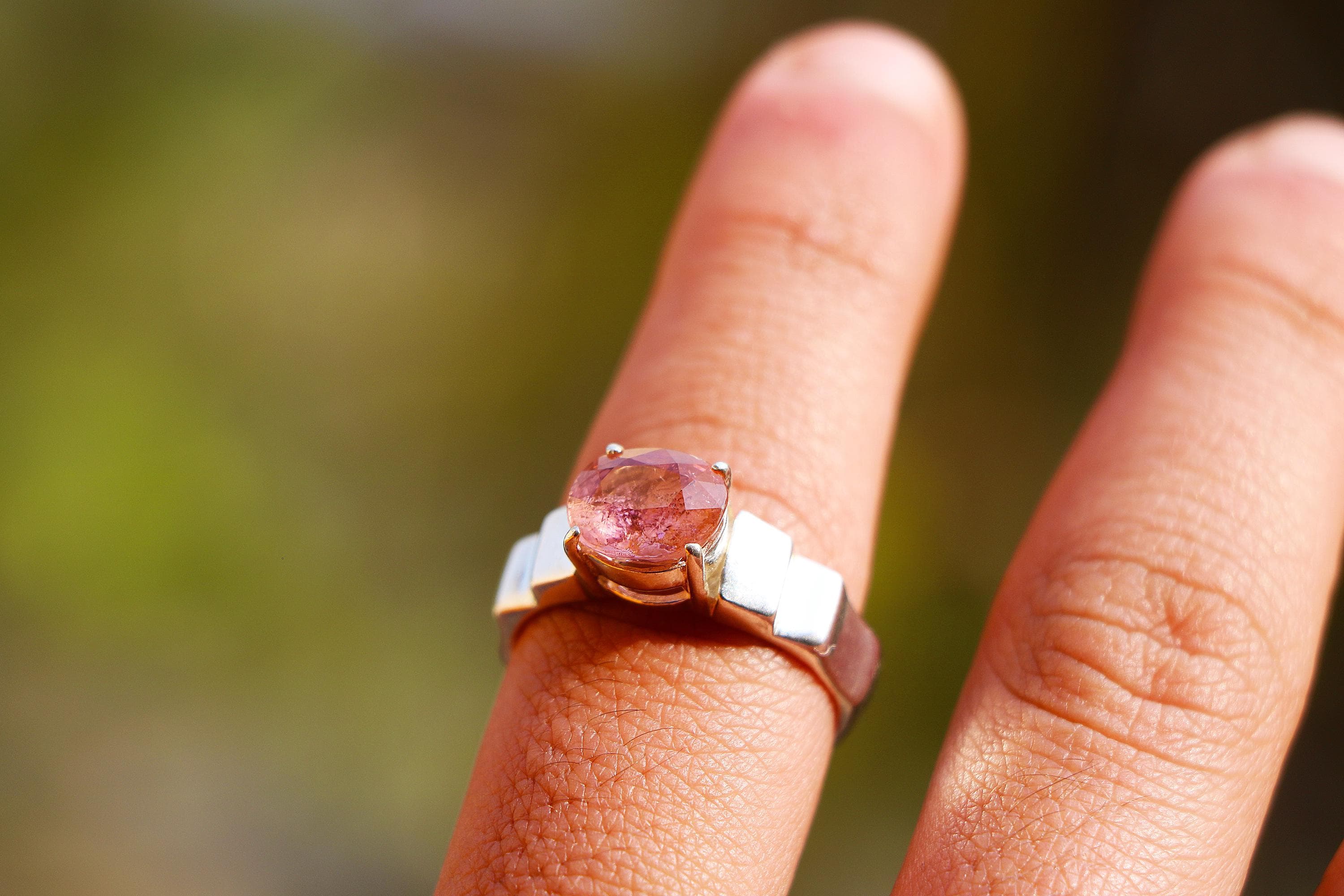 Pink Topaz Ring In 925 Sterling Silver, Handmade Faceted Gemstone Ring For Women, Elegant Gift For Her