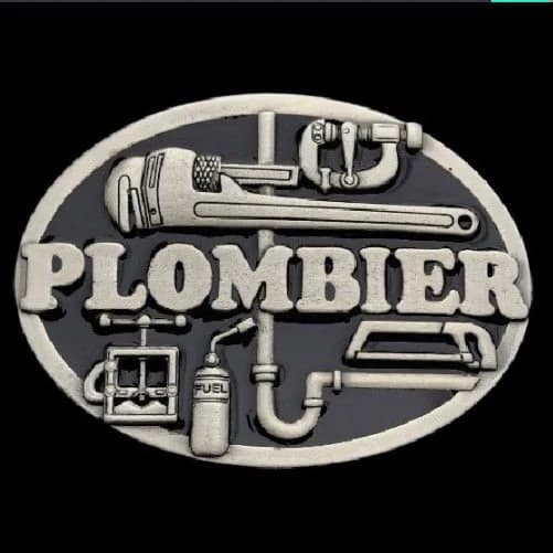 Plombier French Plumber Fixing Pipes Worker Tools Profession Belt Buckle