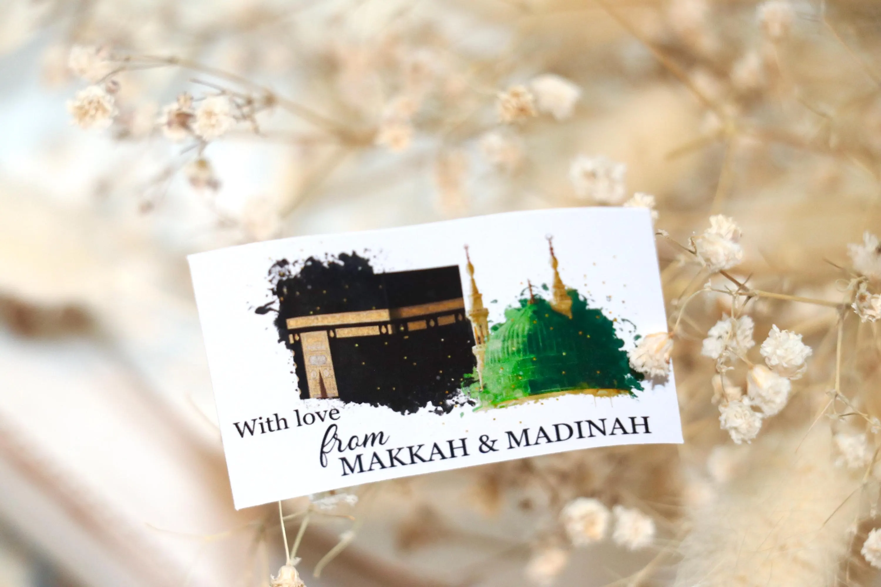 Umrah and Hajj gifts - ‘With Love from, Makkah and Madinah ’ Stickers for Dates, Zam Zam Water and gifts from umrah trip - image 3