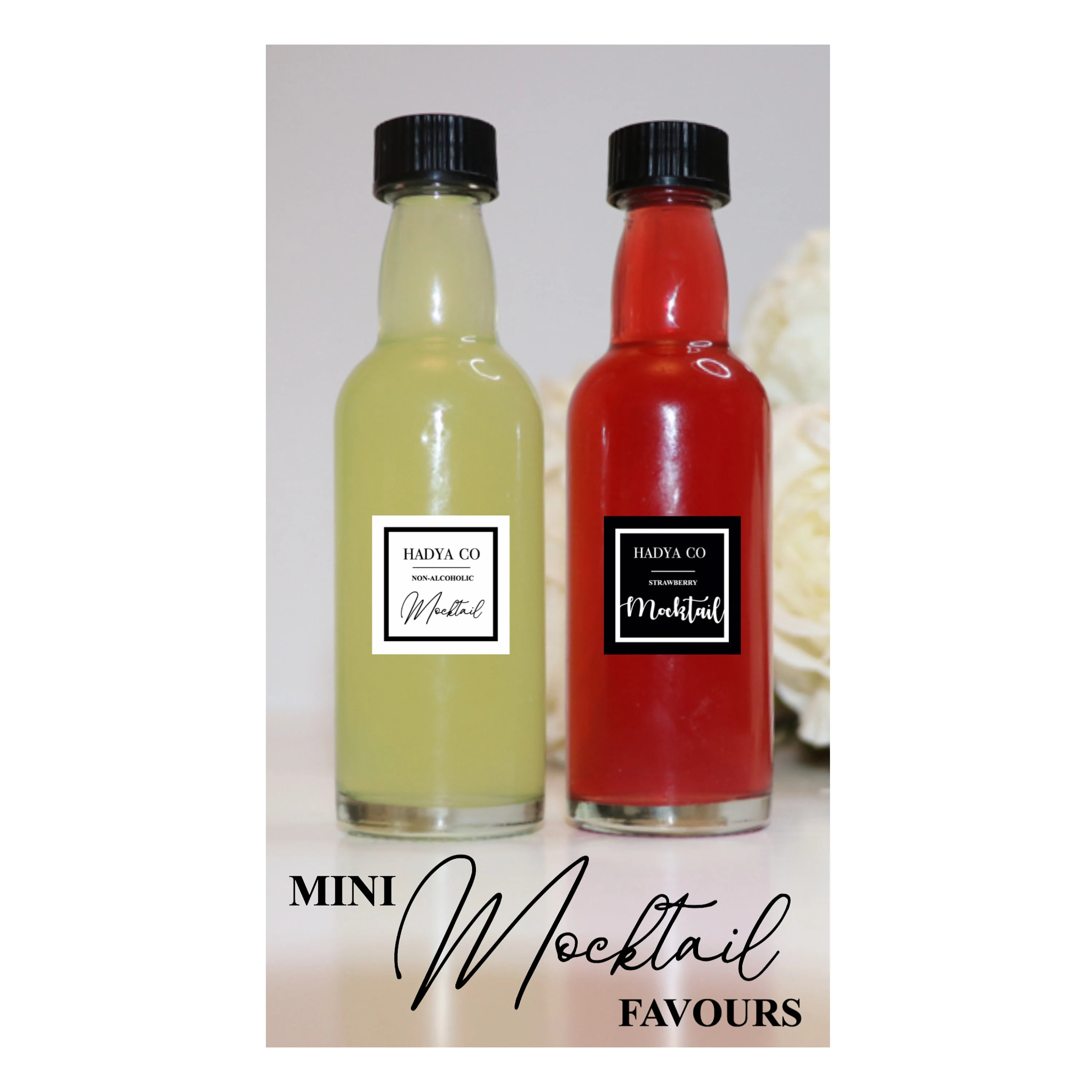 Mini Mocktails Non Alcoholic Beverage - Perfect Favours for Weddings, Birthday, Nikkah, Engagement party, Aqiqah, Bridesmaid, Hen Party