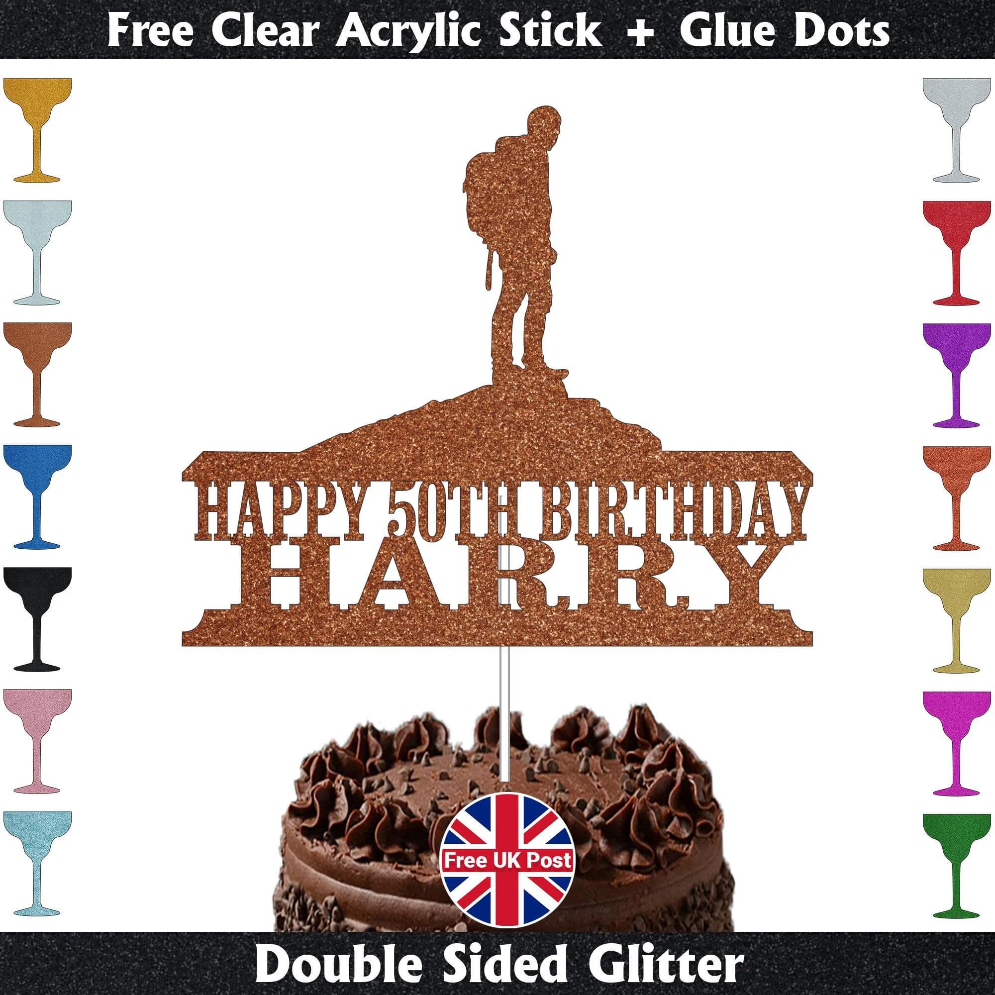 Personalised hiking mountain cake topper birthday cake decoration travel themed party decor any name & age mountain party decorations - image 3