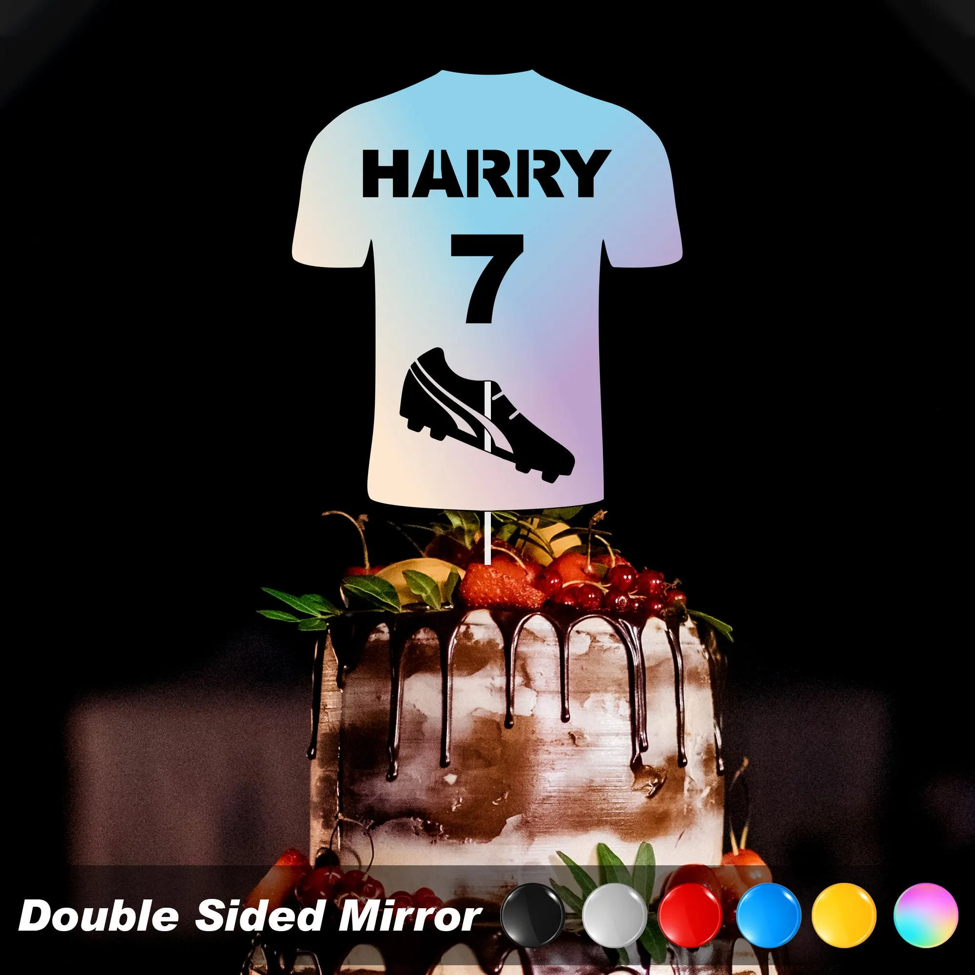 Personalised Football Soccer Shirt Themed Cake Topper, Acrylic Cake Topper, Sports Cake Topper - image 5