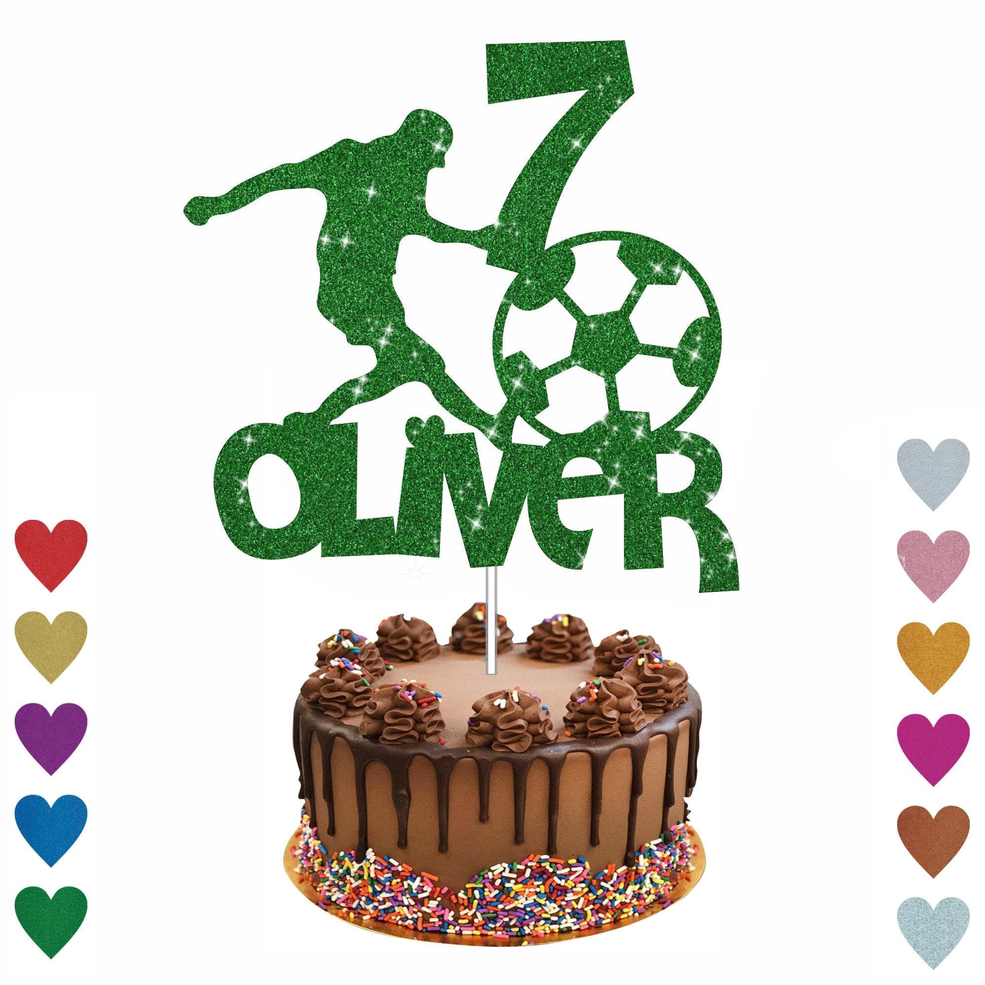 Personalised Football Cake Topper, Football Lover Cake Topper, Sport Cake Topper Personalised Any Name Any Age Custom Cake Topper Glitter - image 3