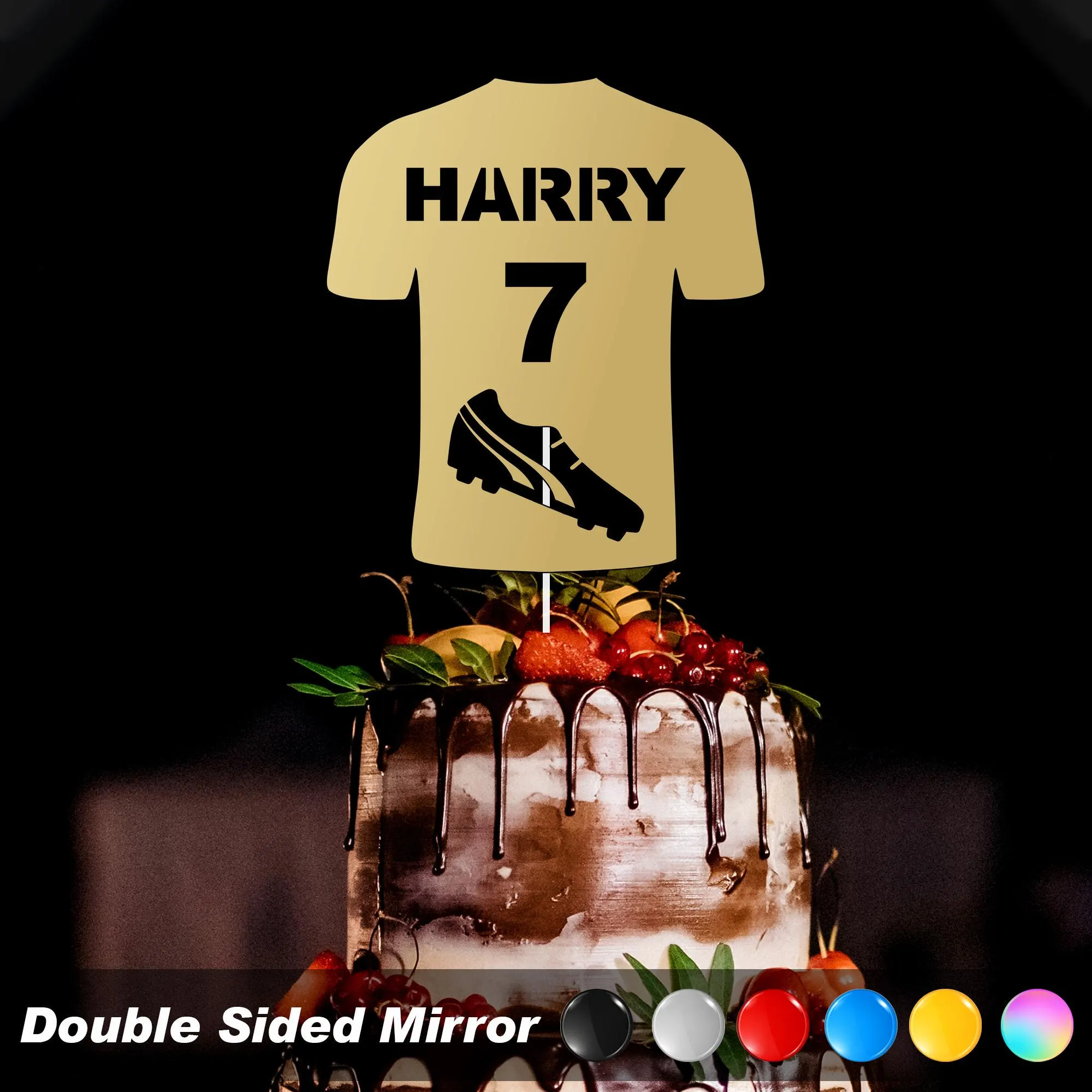 Personalised Football Soccer Shirt Themed Cake Topper, Acrylic Cake Topper, Sports Cake Topper - image 4