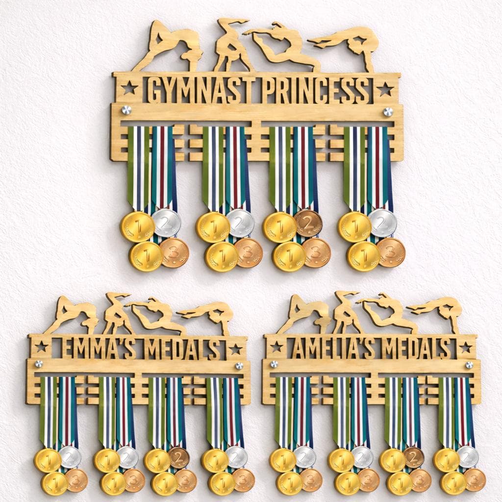 Custom Gymnastics Medal Holder, Wooden Display Rack, Personalised Gymnast Award Hanger - image 5