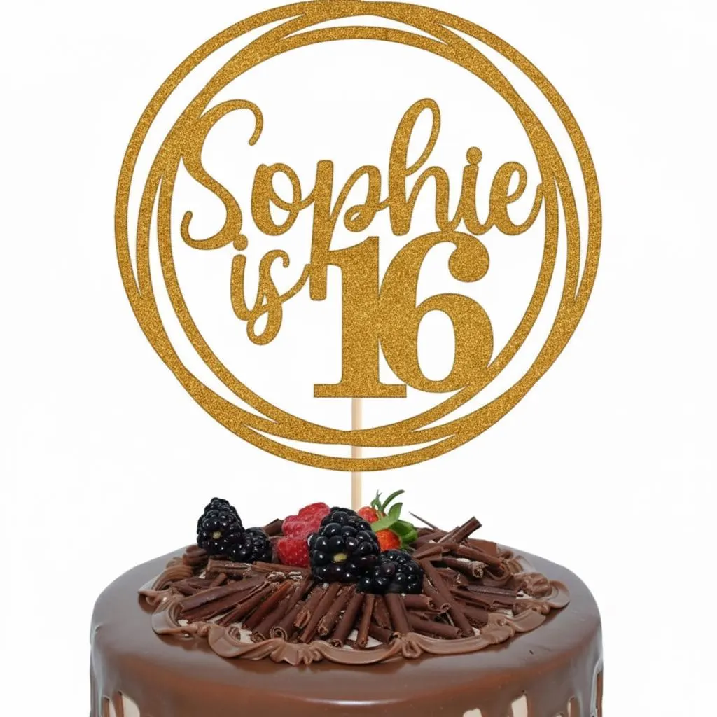 Personalised Glitter Birthday Cake Topper, Custom Name Age Party Decoration, Modern trendy birthday cake topper - image 4