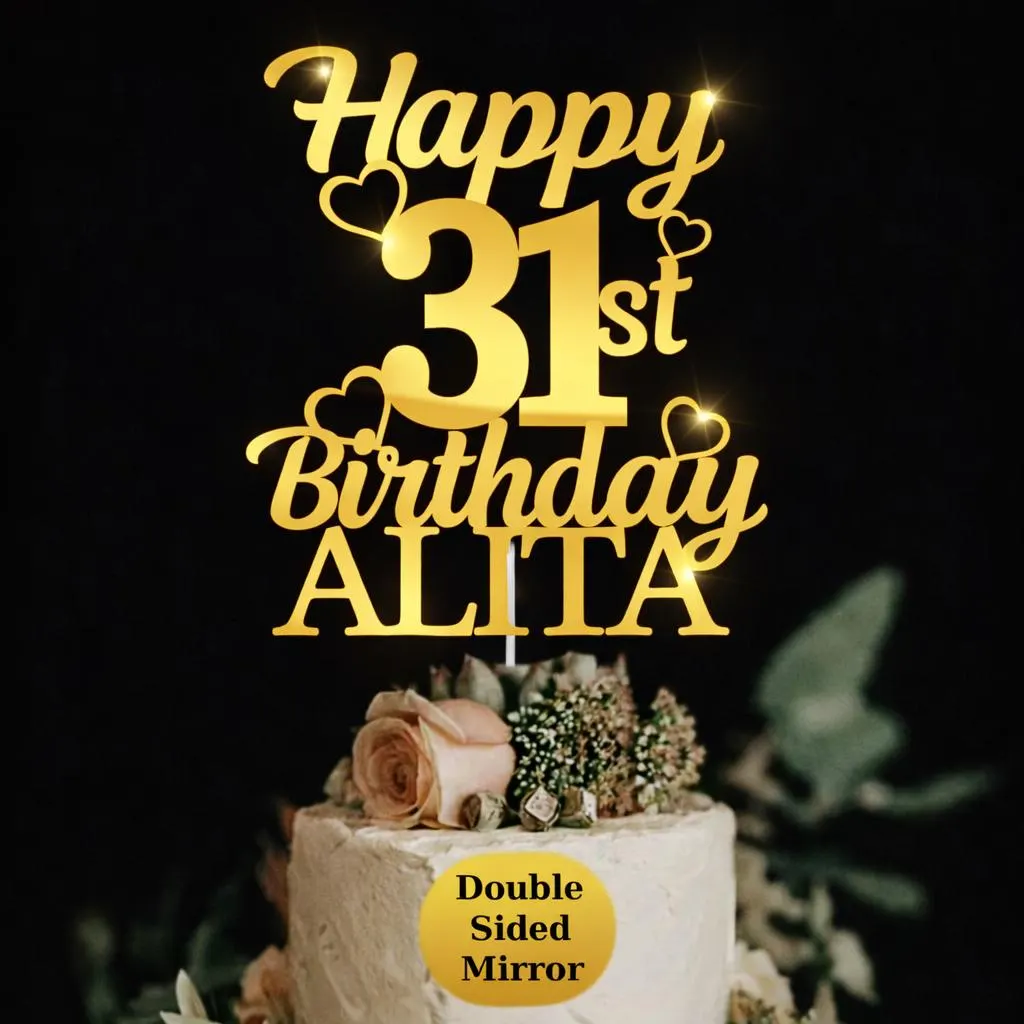 Personalised Custom Birthday Cake Topper Party Decorations Any Name Age, 18th 25th 30th 40th 50th Birthday