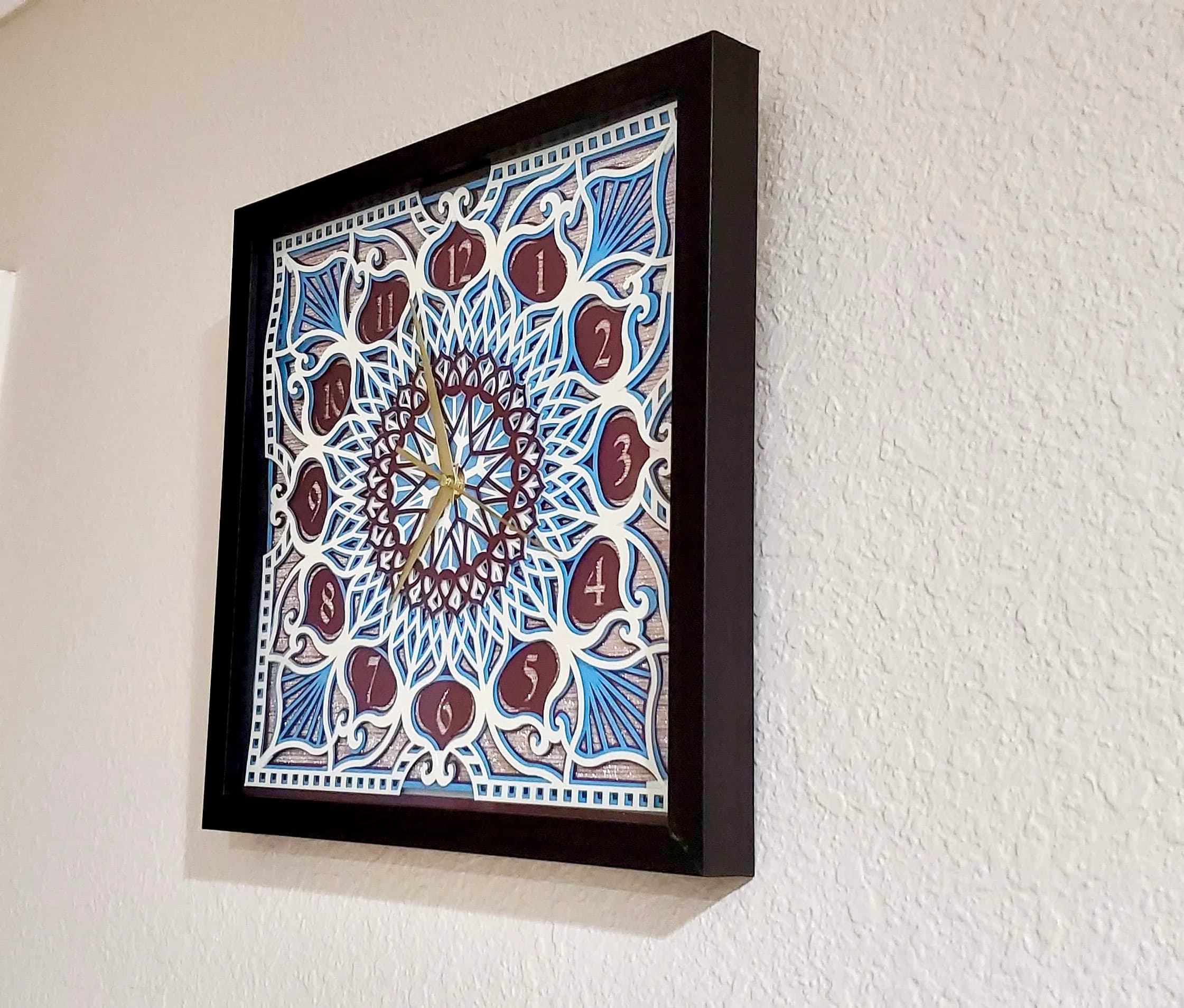 Mandala contemporary wall clock, unique wall décor, modern wall clock, mandala wall art, unique boho wall clock, handmade mandala clock - image 4