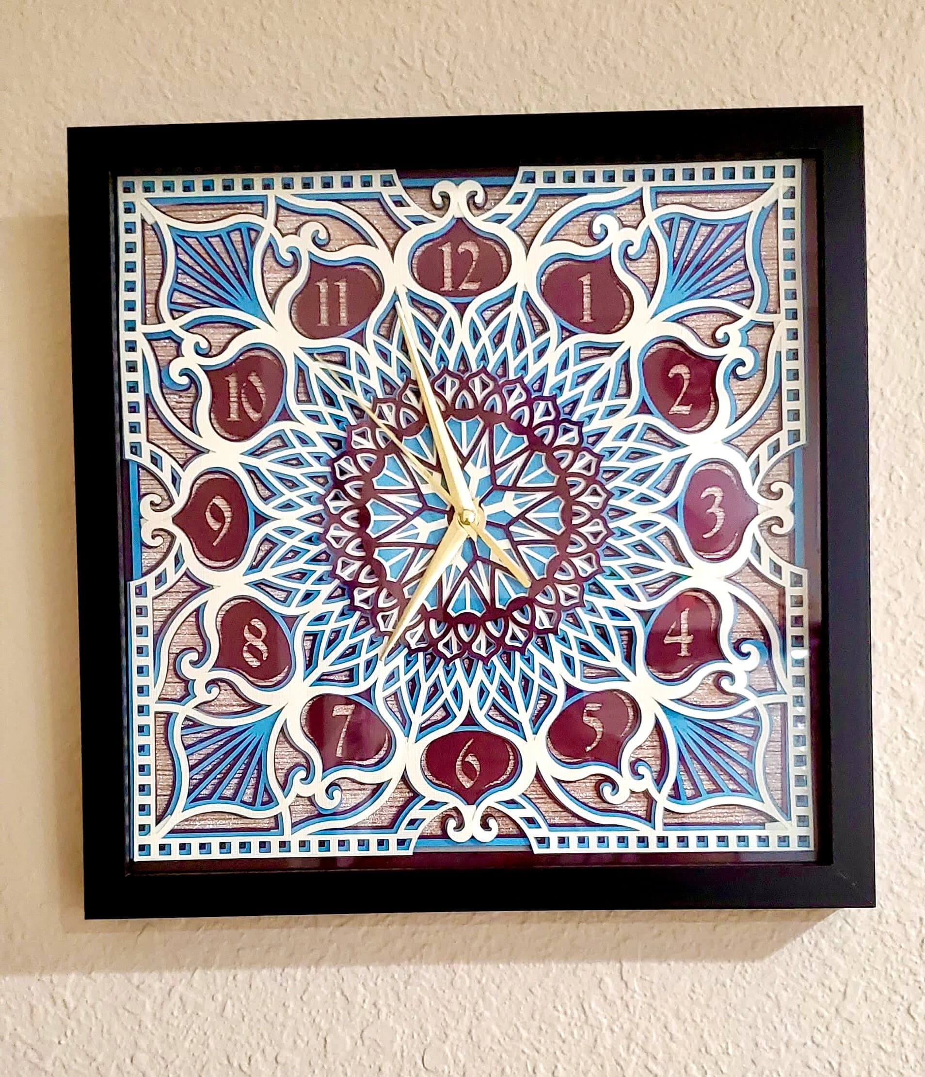 Mandala contemporary wall clock, unique wall décor, modern wall clock, mandala wall art, unique boho wall clock, handmade mandala clock - image 3