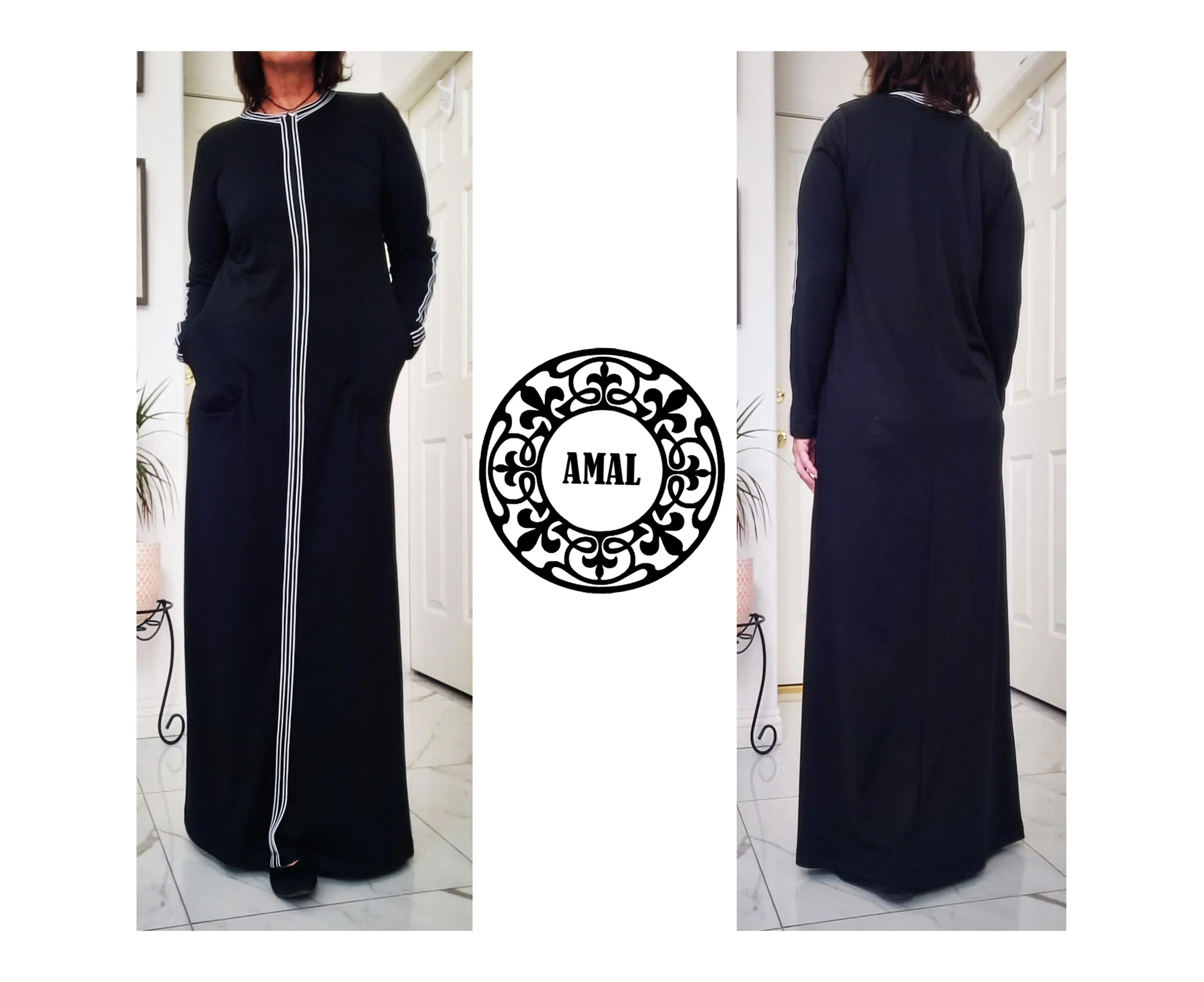 AMAL MUSLIM. Knitted cotton maxi dress in a sporty style. Custom length. USA. Model 129. - image 4