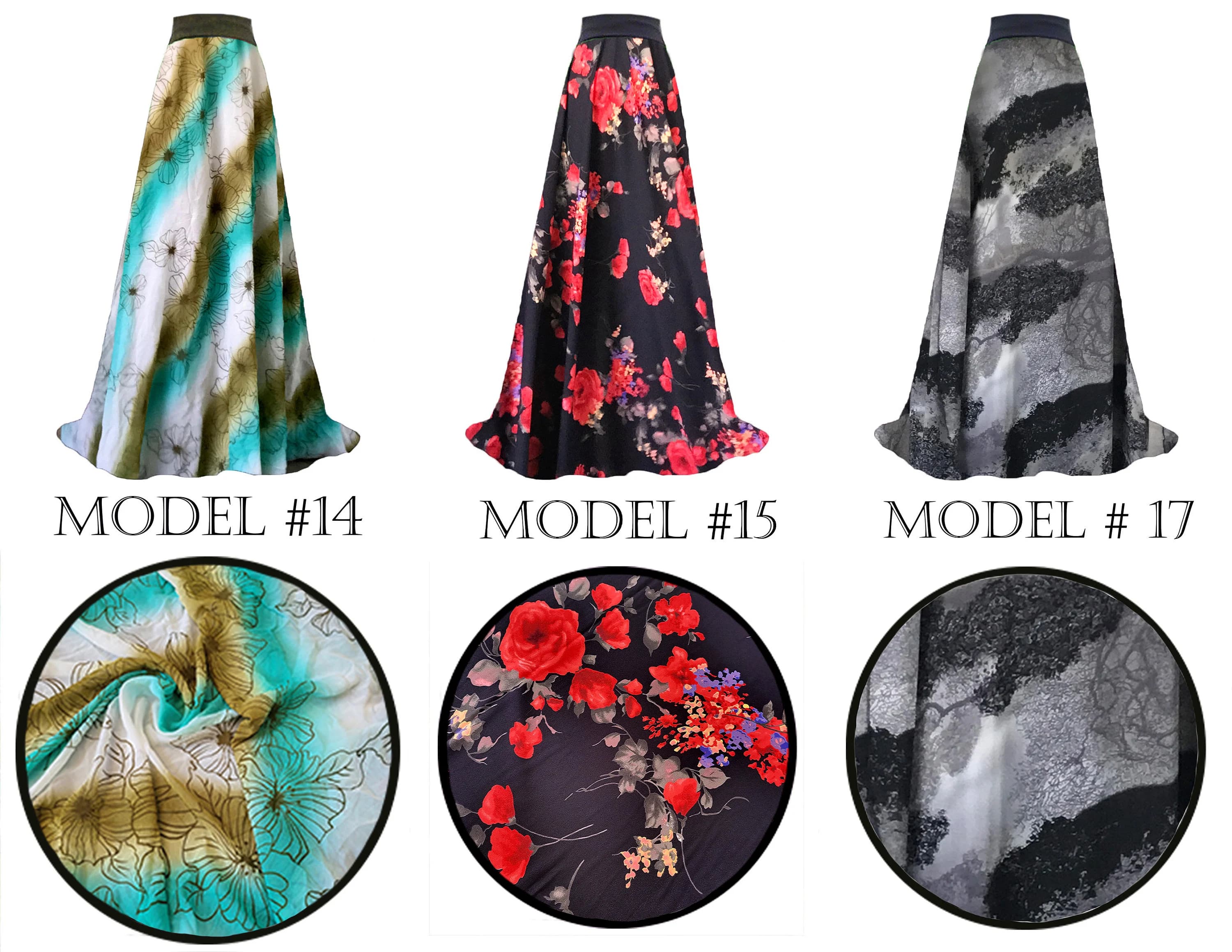 AMAL, Chiffon Maxi Skirt with Full Lining, Semi Circle Flared Long Skirt, Elastic Waist Modest Skirt, Floral Print Skirt for Women M- 113. - image 3