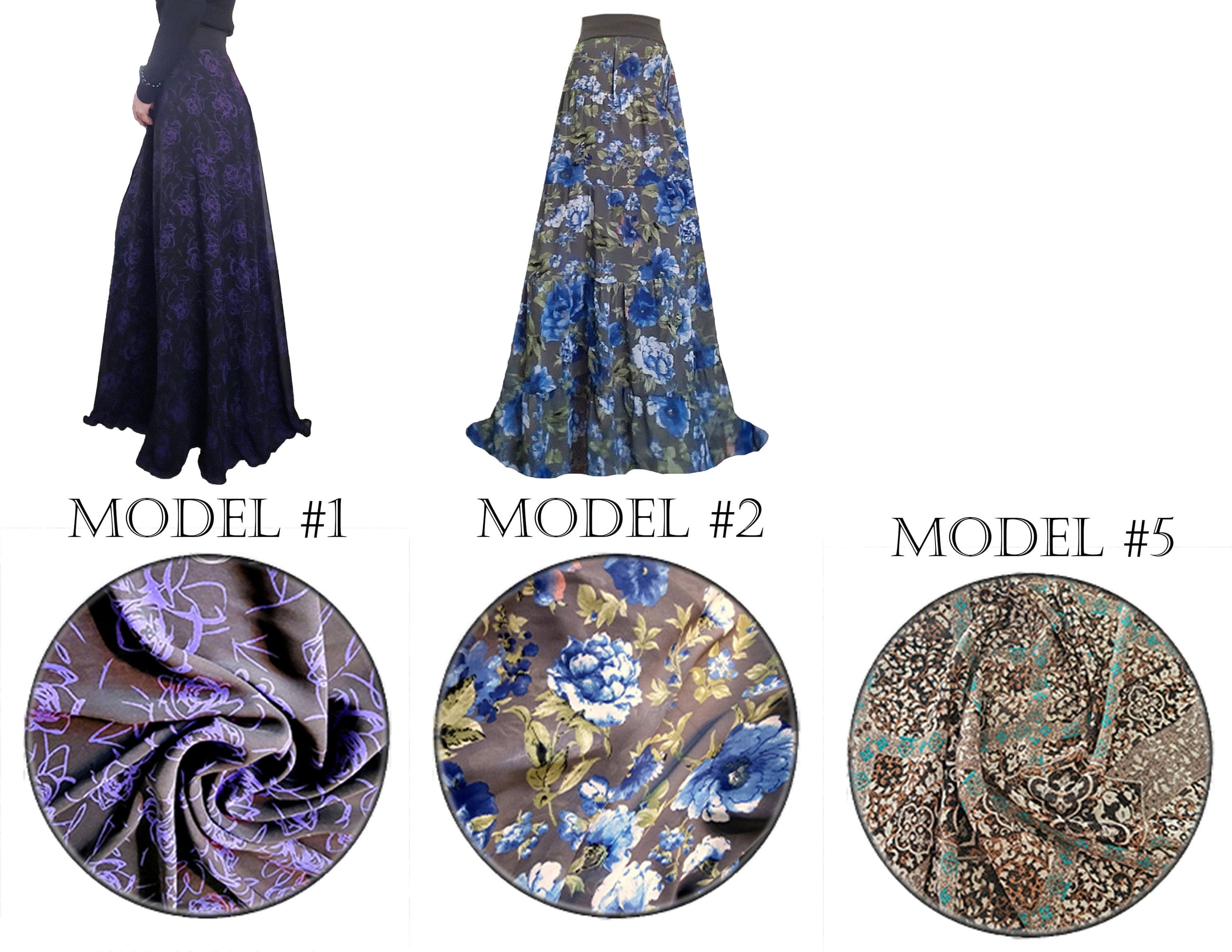 AMAL, Chiffon Maxi Skirt with Full Lining, Semi Circle Flared Long Skirt, Elastic Waist Modest Skirt, Floral Print Skirt for Women M- 113. - image 4