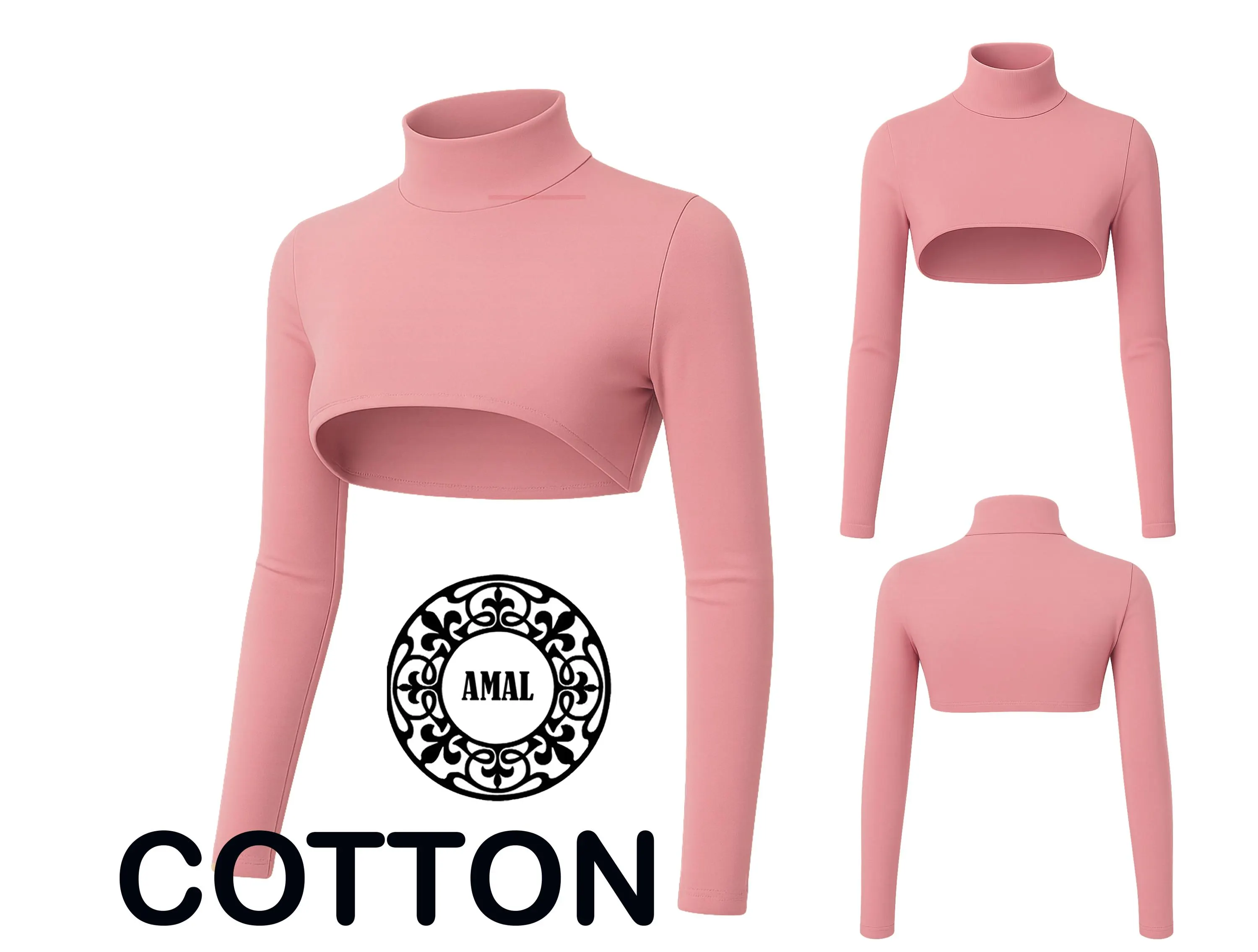 AMAL Muslim, COTTON  Bolero Top with Neck, Long Sleeve Layering Shrug, Modest Muslim Cover-Up, USA - image 3