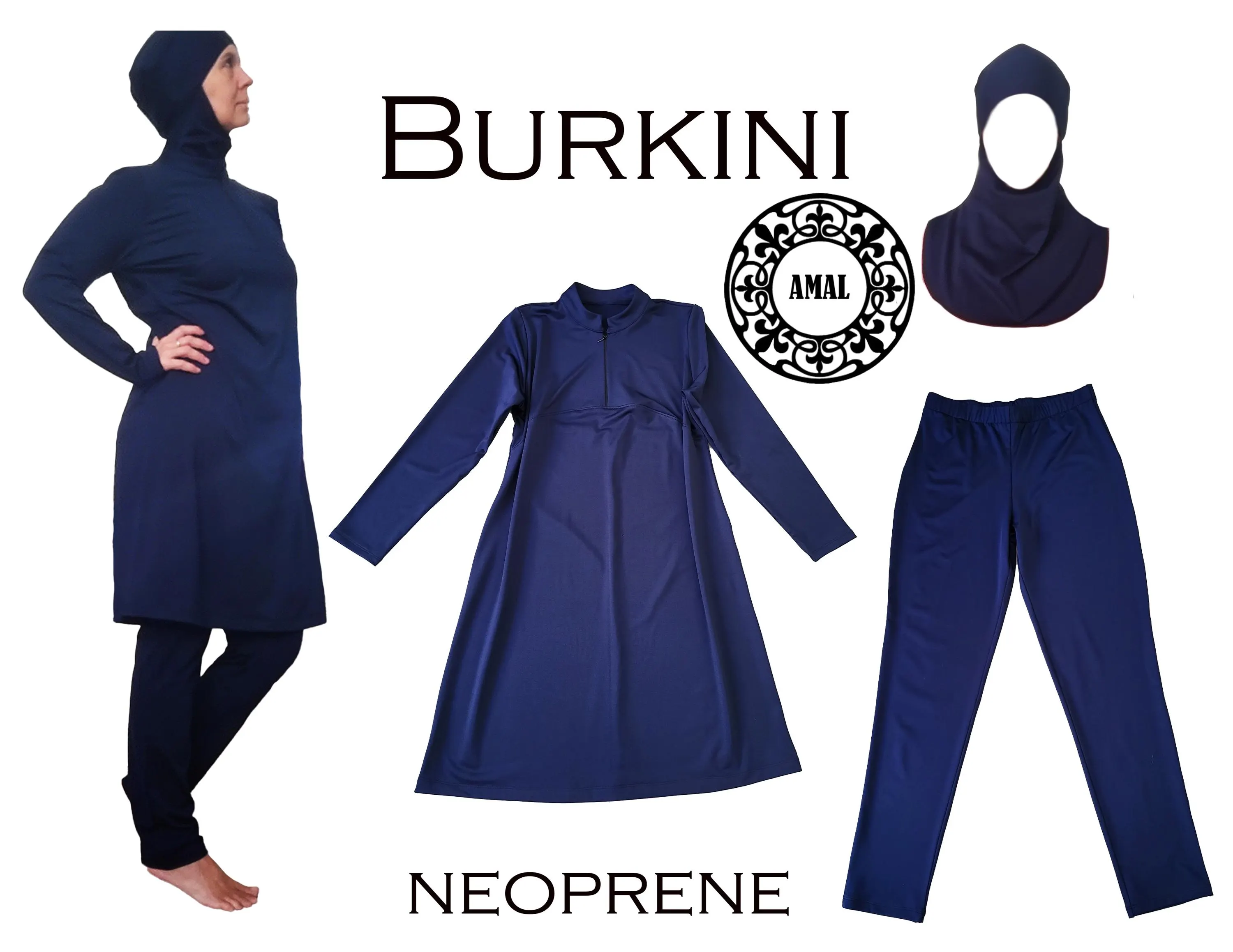 Modest Swimwear Set for Women, Long Sleeve Burkini Tunic and Pants, Muslim Swim Suit, Full Coverage Swimsuit, Stretch Swimwear Fabric, M-124 - image 3