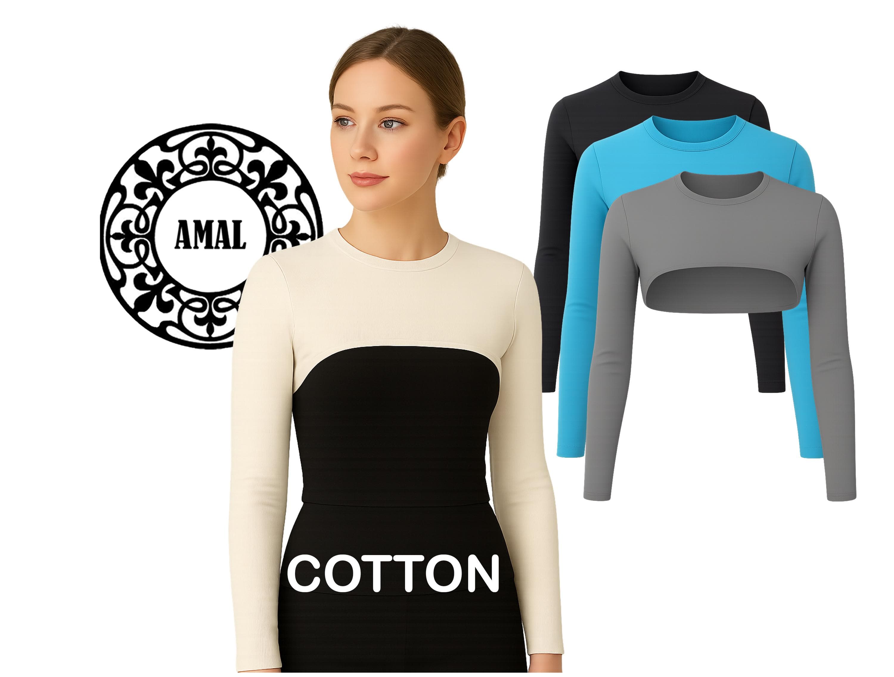 AMAL Muslim, COTTON  Bolero Top, Long Sleeve Layering Shrug, Modest Muslim Cover-Up, USA - image 2